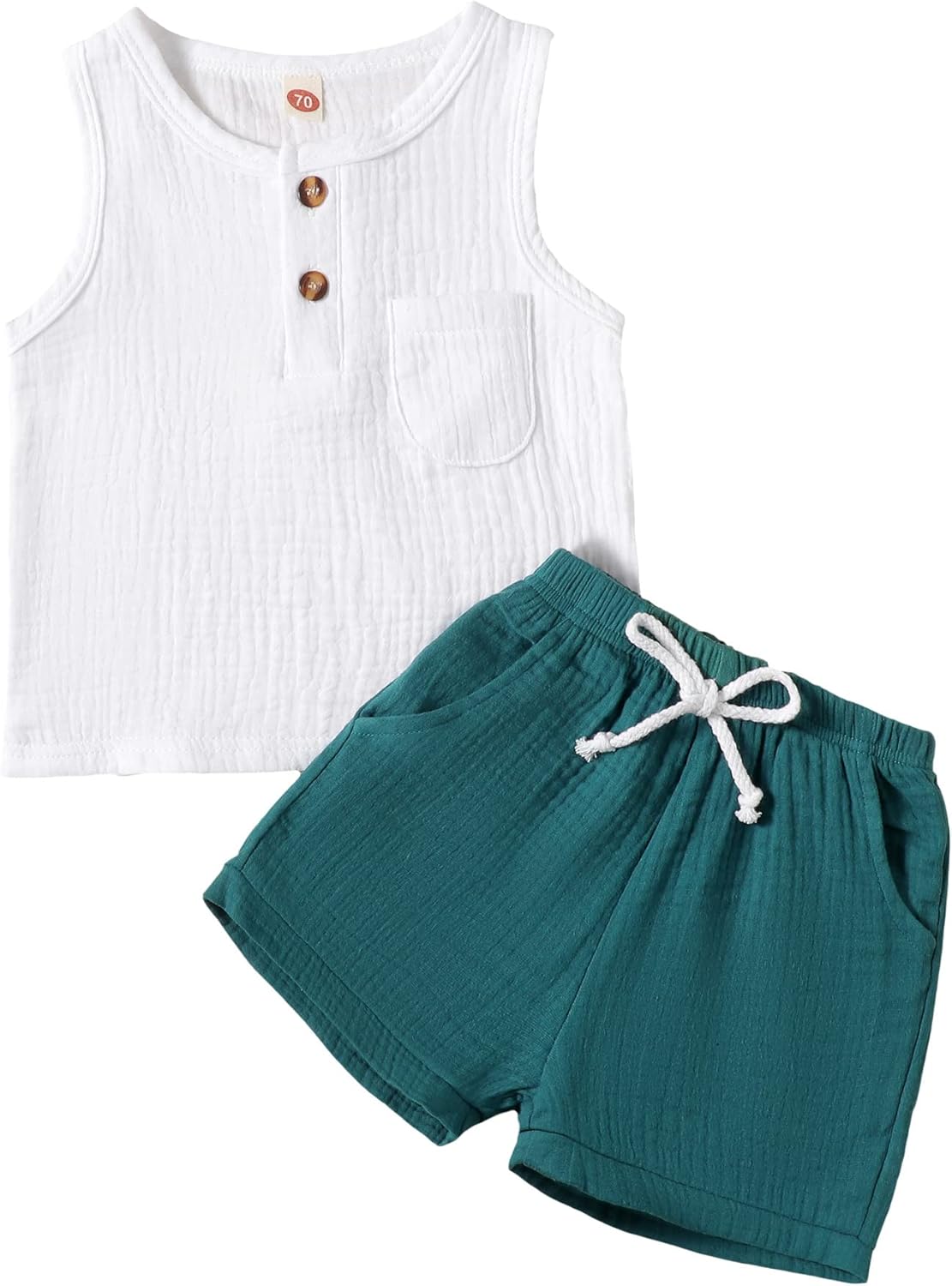 MABABY Toddler Boys 2PCS Cotton Gauze Short Set