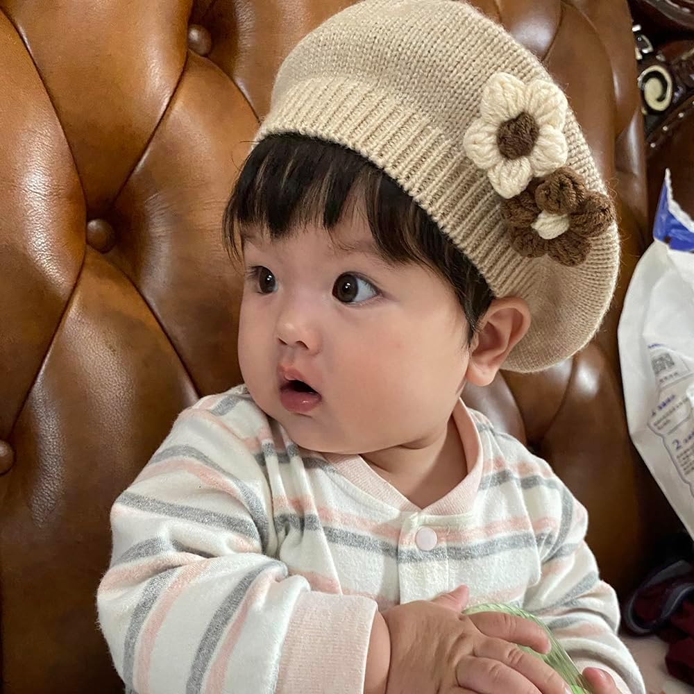 ACFUN Little Girls Beret Knit for Kids Toddler Trendy Cozy Fashion