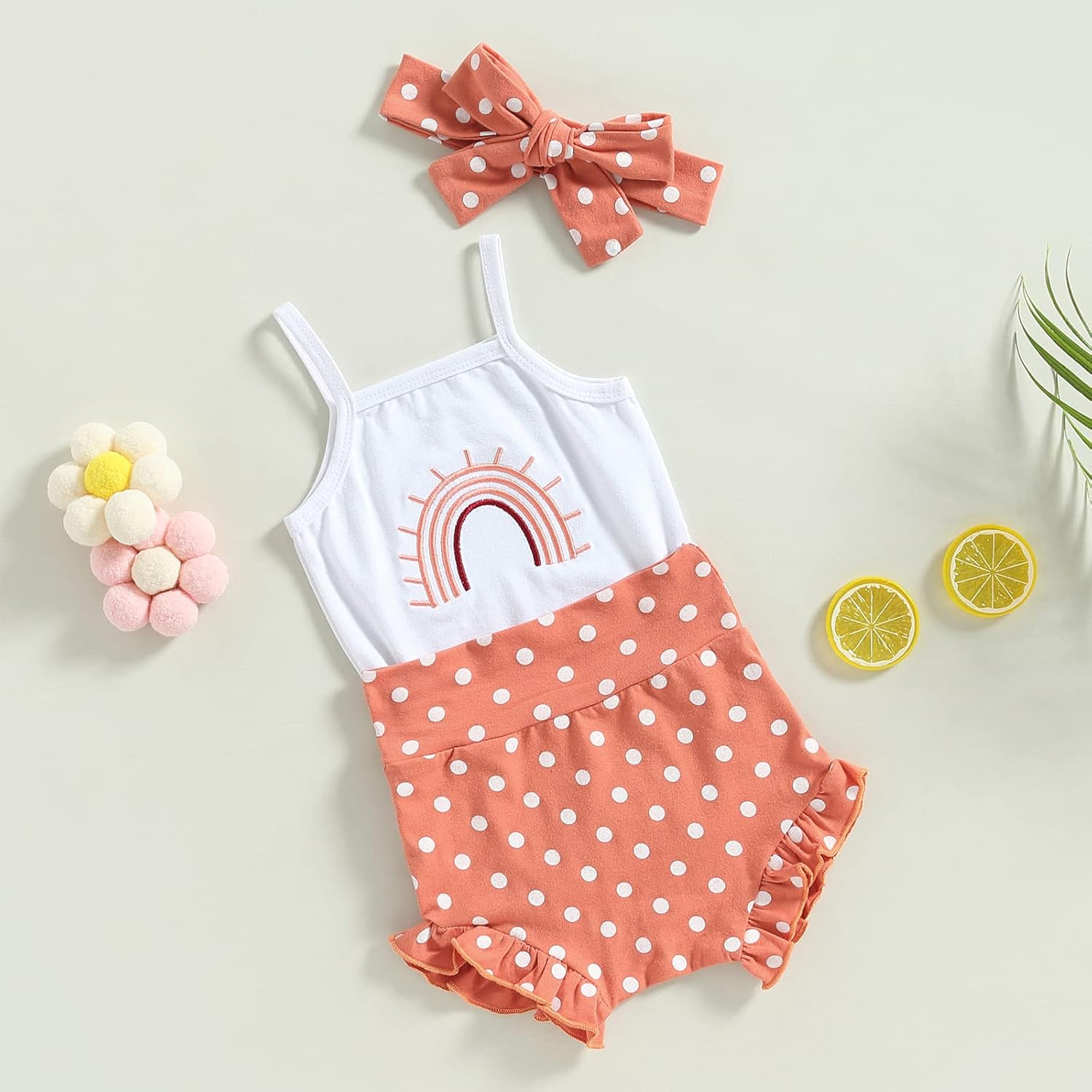 Rainbow Romper for Baby Girls Soft Cotton Romper Adorable Newborn
