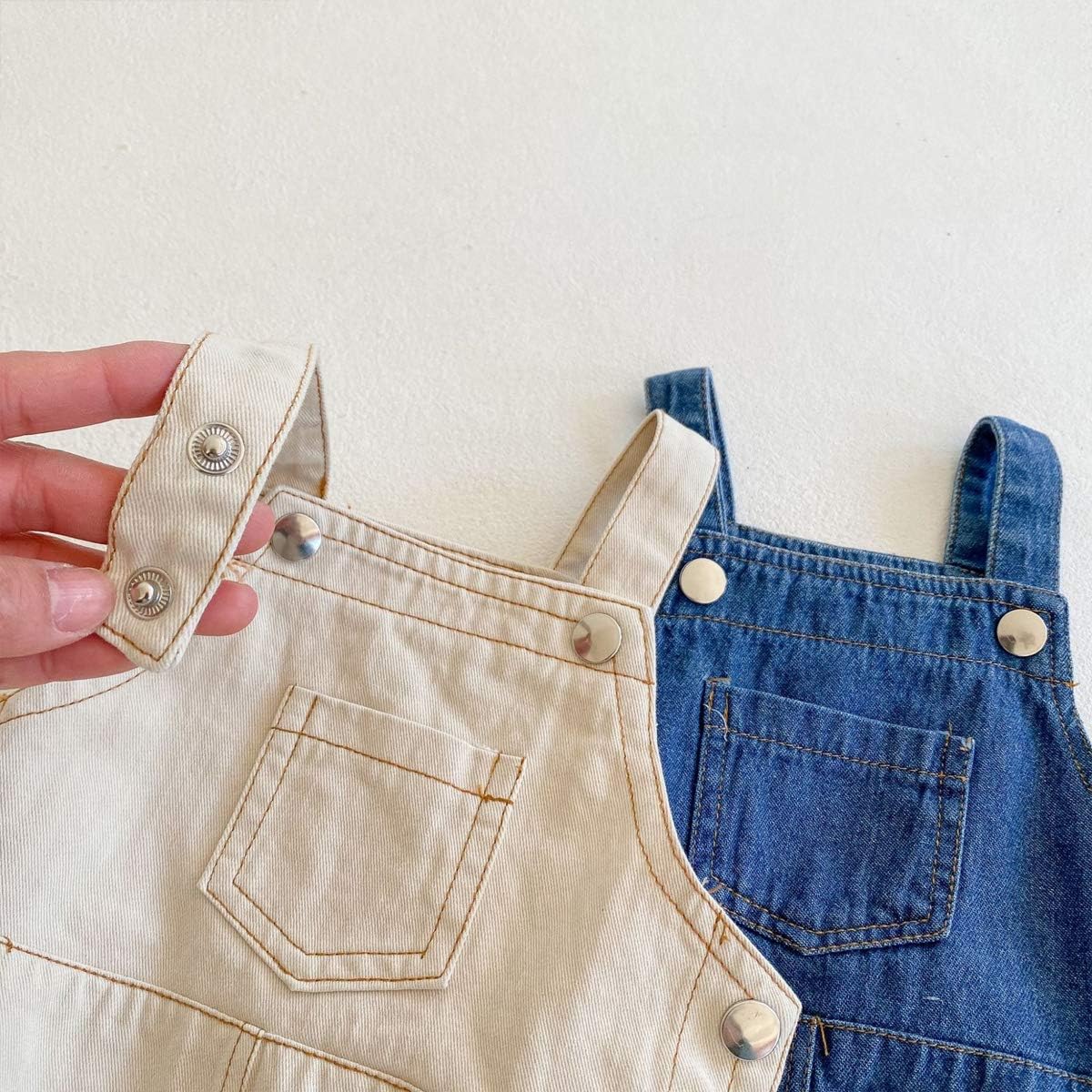 HOOLCHEAN Baby Boys and Girls Denim Bodysuit with Straps