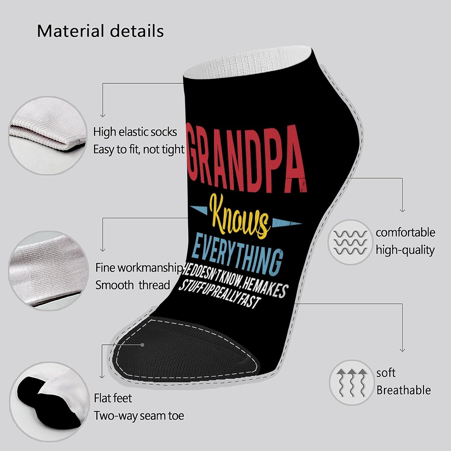 Ankle Socks For Drawing Lots Grandpa Knows Everything