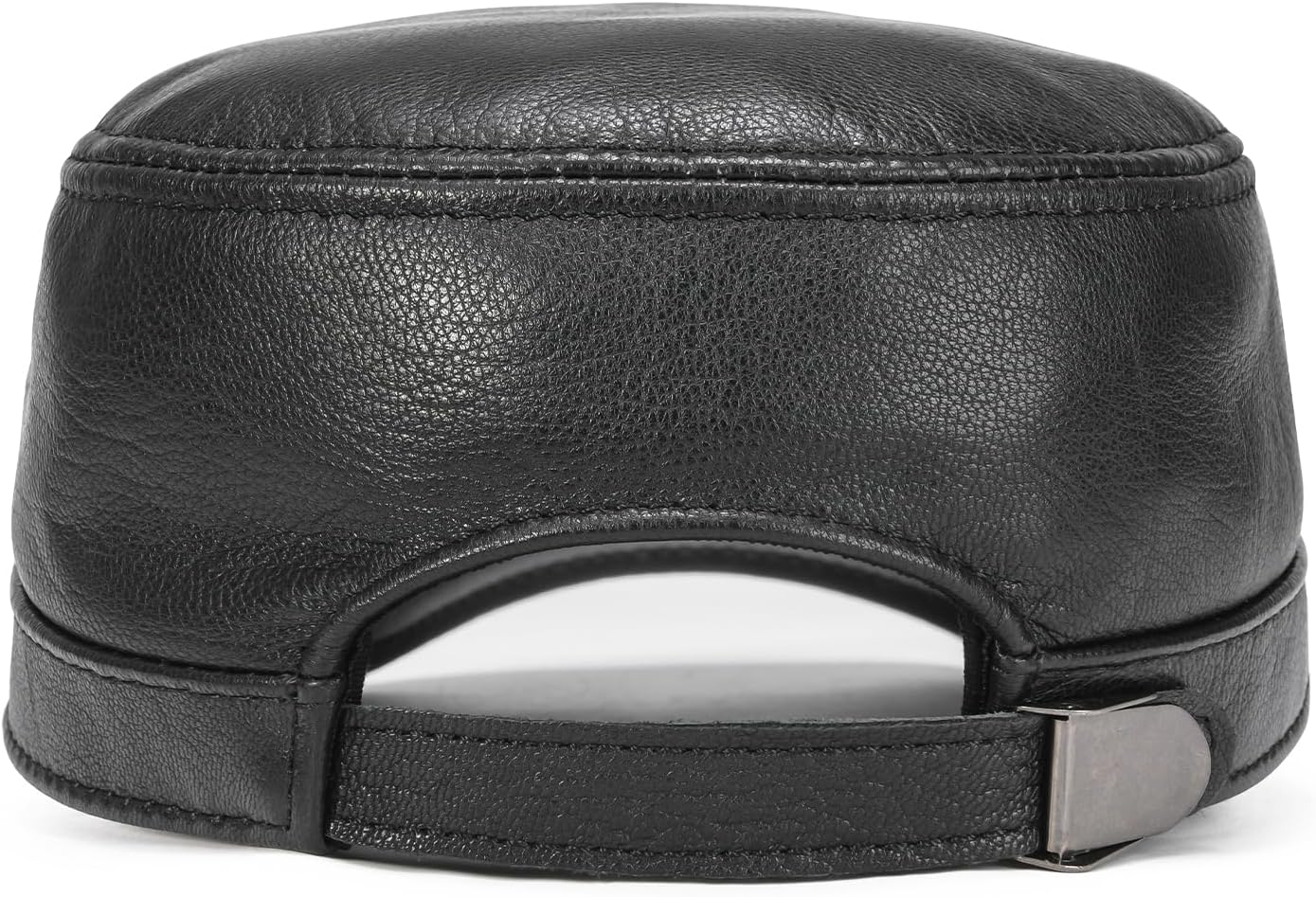 VOBOOM Leather Adjustable Flat Top Cap for Men - Military Style