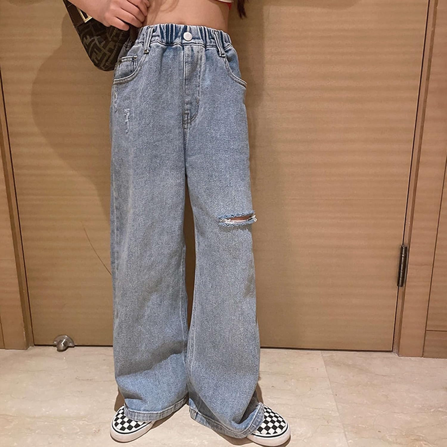 Ripped Wide Leg Jean for Toddler Girls Soft and Comfy Distressed Design