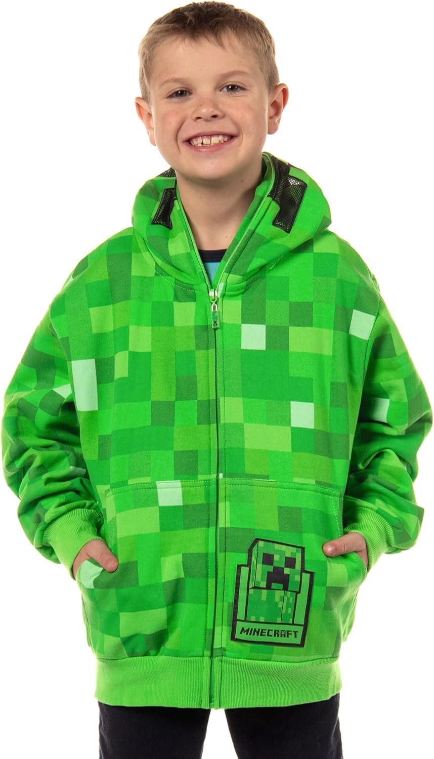 Mad Engine Minecraft Boys I AM Creeper Full-Zip Mathy hoodie