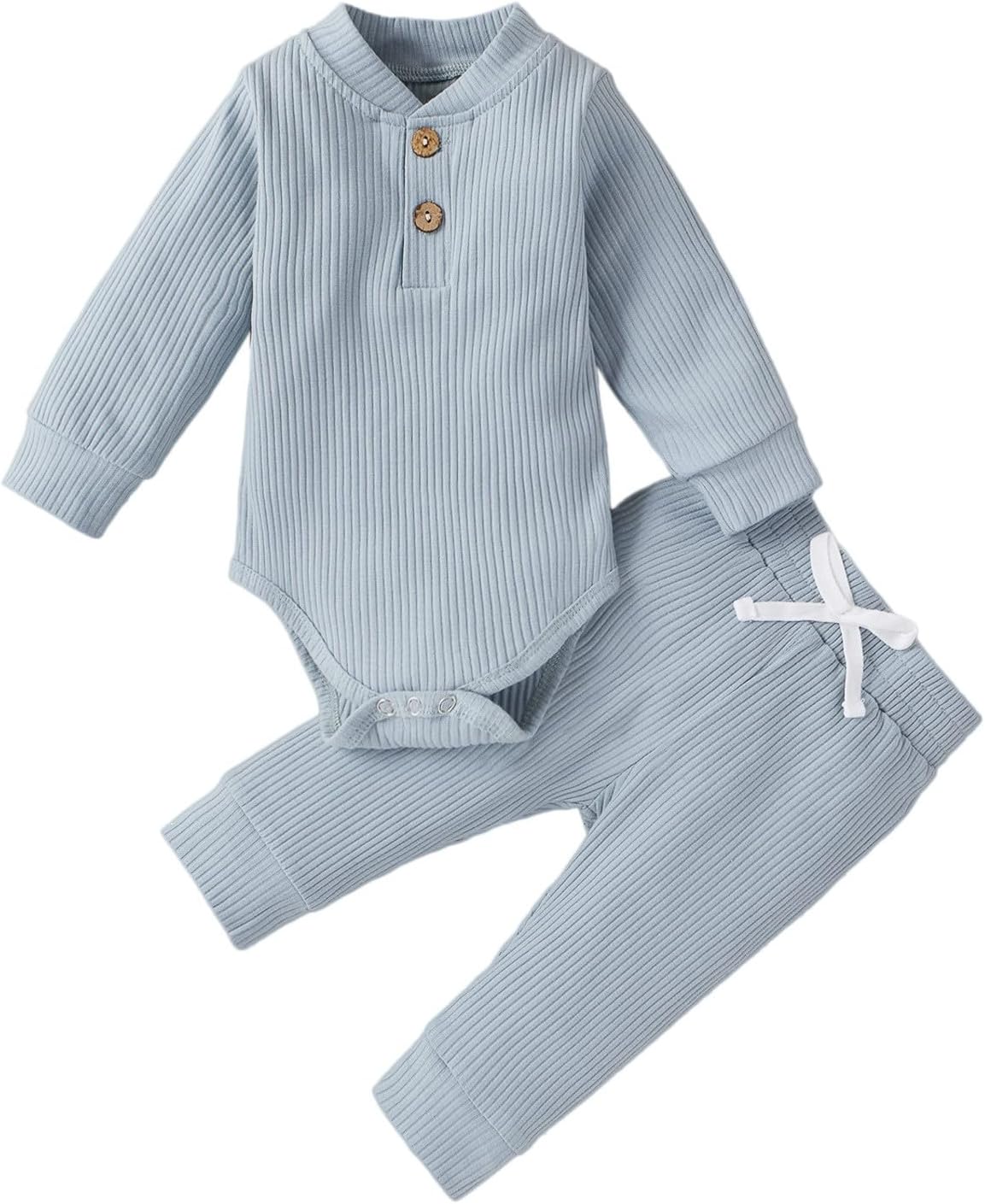 AMIMOJY Baby Newborn 2Pcs Romper Set