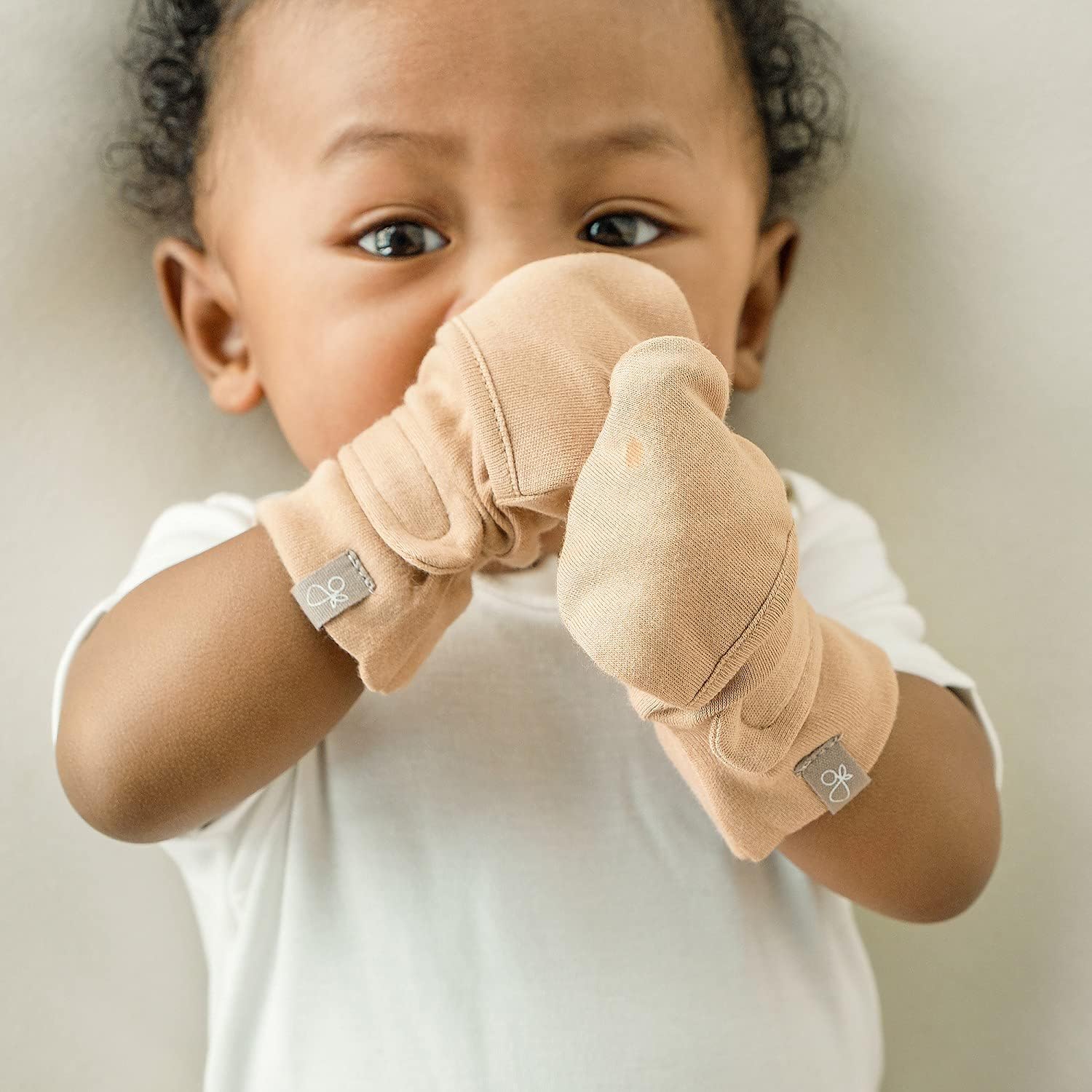 Goumikids Viscose Bamboo Cotton Anti-Scratch Staying-On Mittens for Babies