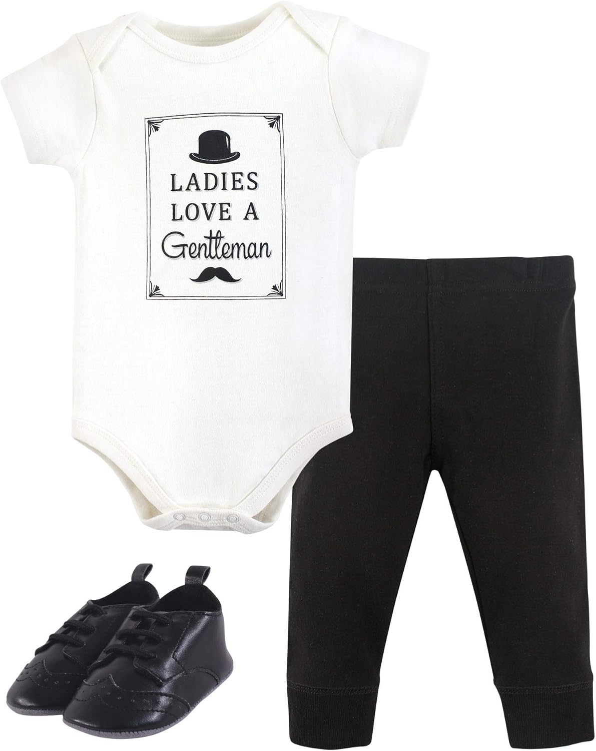 Set Of Hudson Baby Baby Cotton Bodysuit Pant and Shoe Set