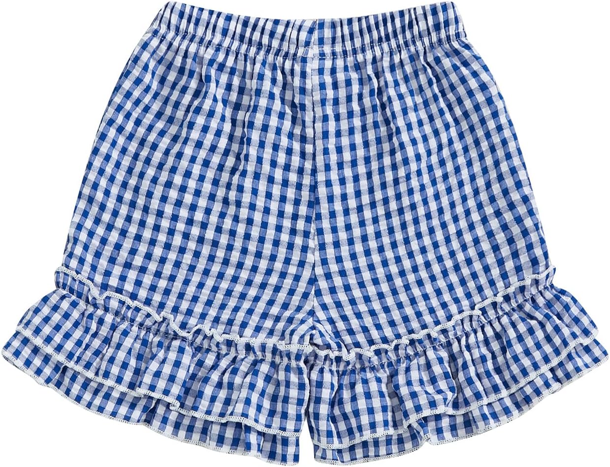 Kutterild - Cute Ruffled Plaid Bloomers for Toddler Girls - Elastic Waist Soft Fabric