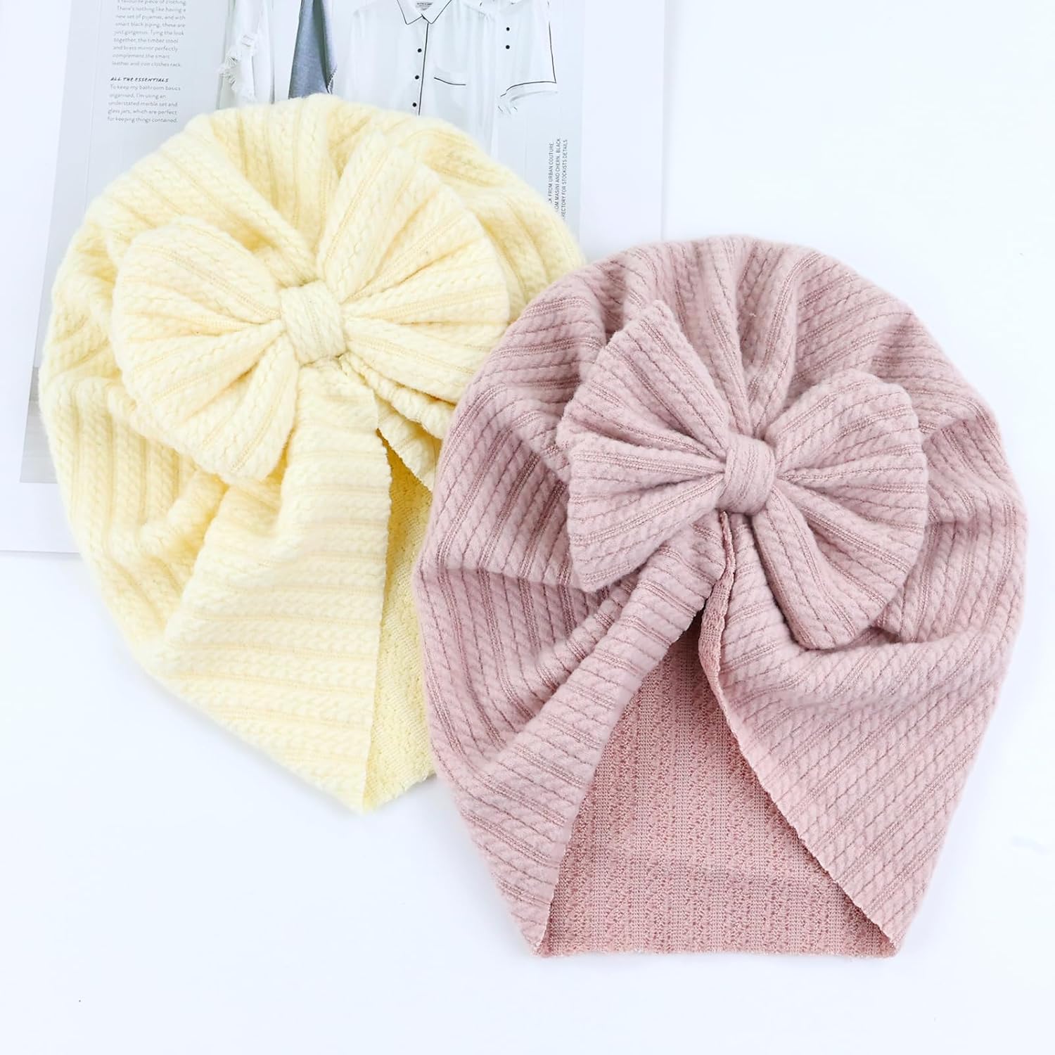 8-Piece Baby Turban Hats with Big Bow for Girls Boys