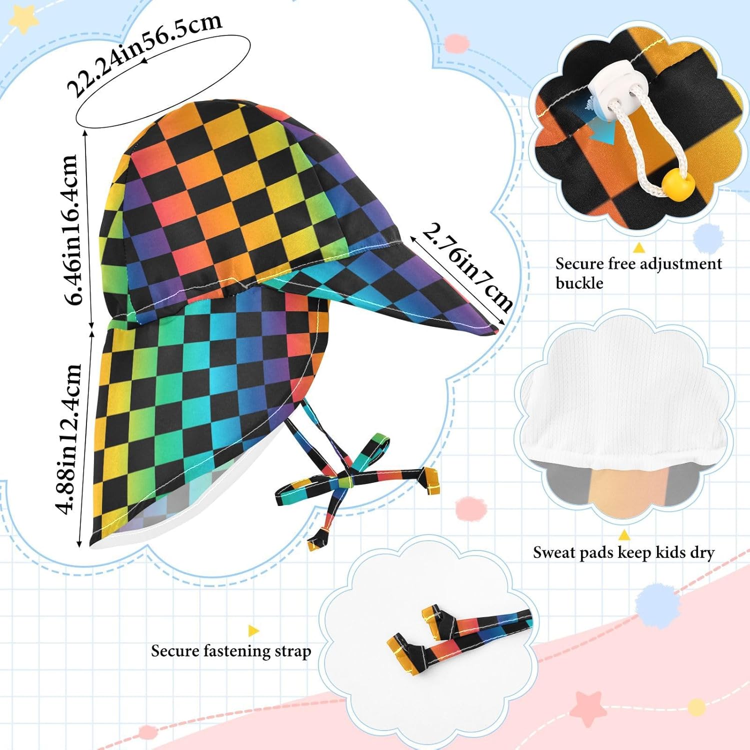 Baby Sun Hat for Girls Boys with Cool Iridescent Design