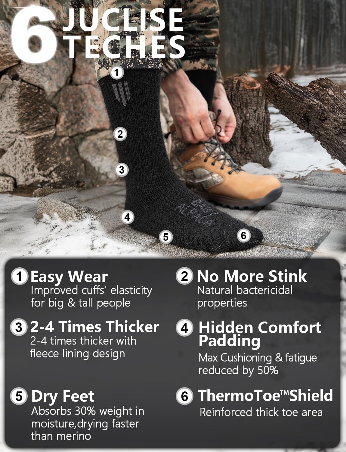Alpaca Wool Thermal Socks for Warm Success in Winter Hunting