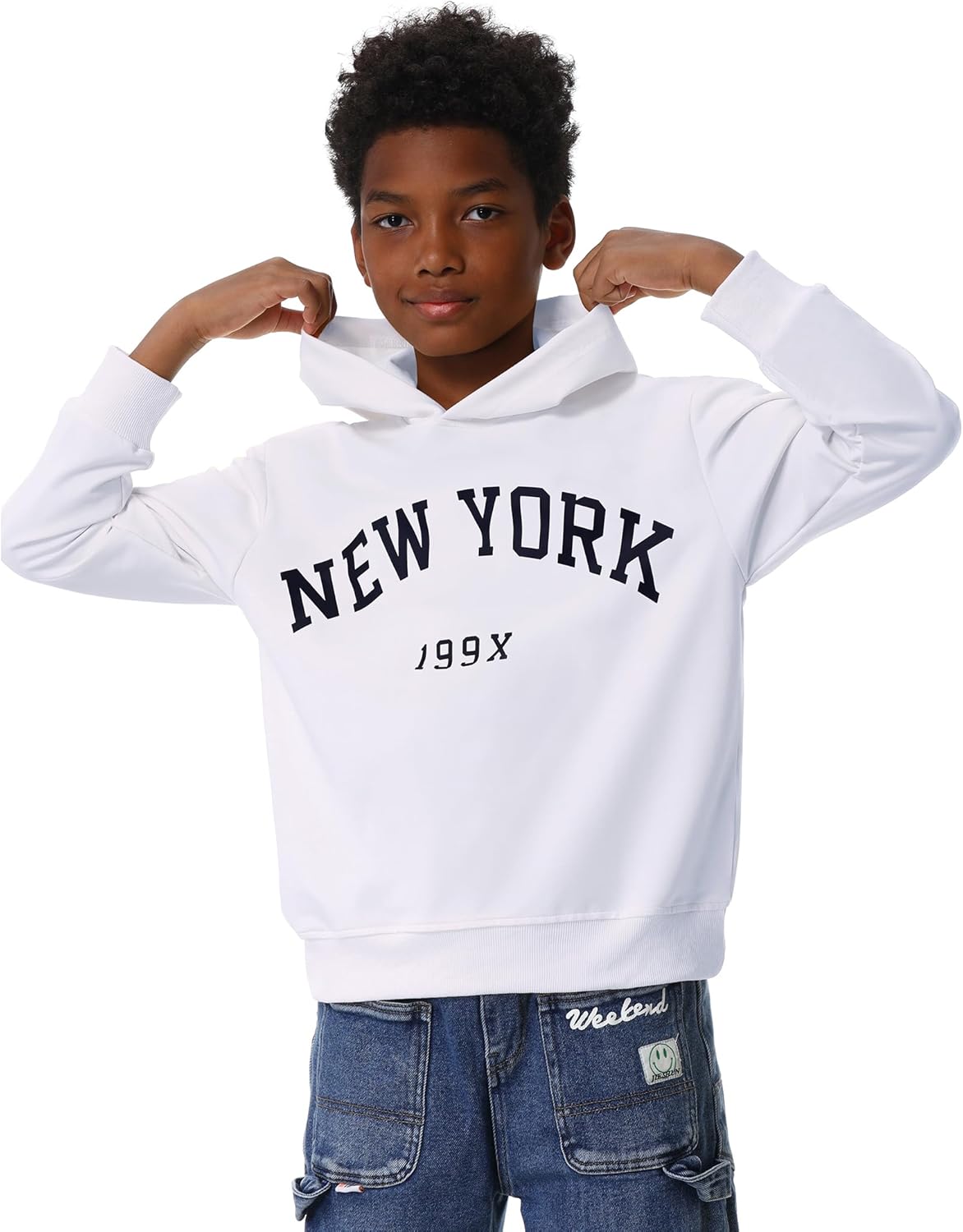 EXARUS 3 Pack Boys Hoodie Letter Print Sweatshirt Kids Graphic Long Sleeve