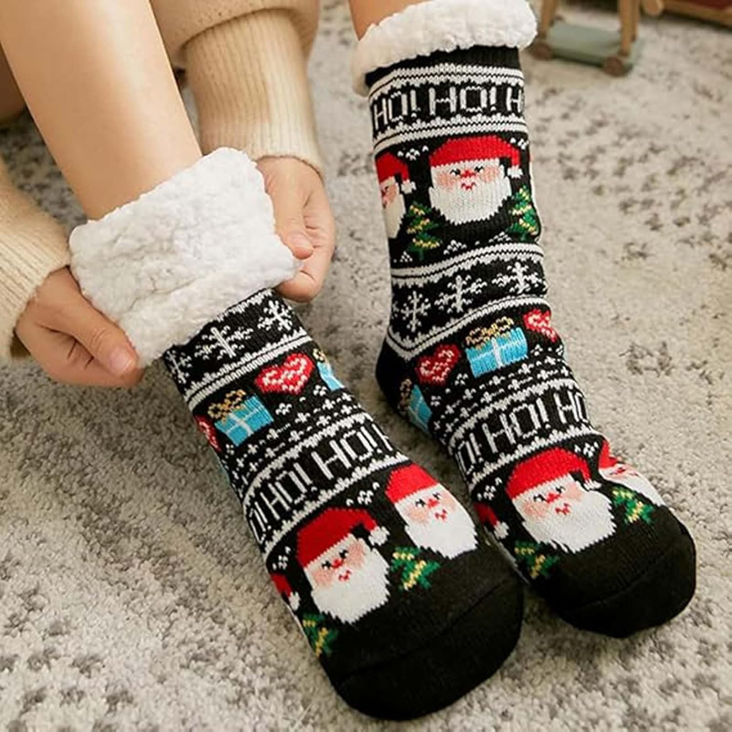 Fuzzy Christmas Socks for Women - Cozy High Ankle Socks