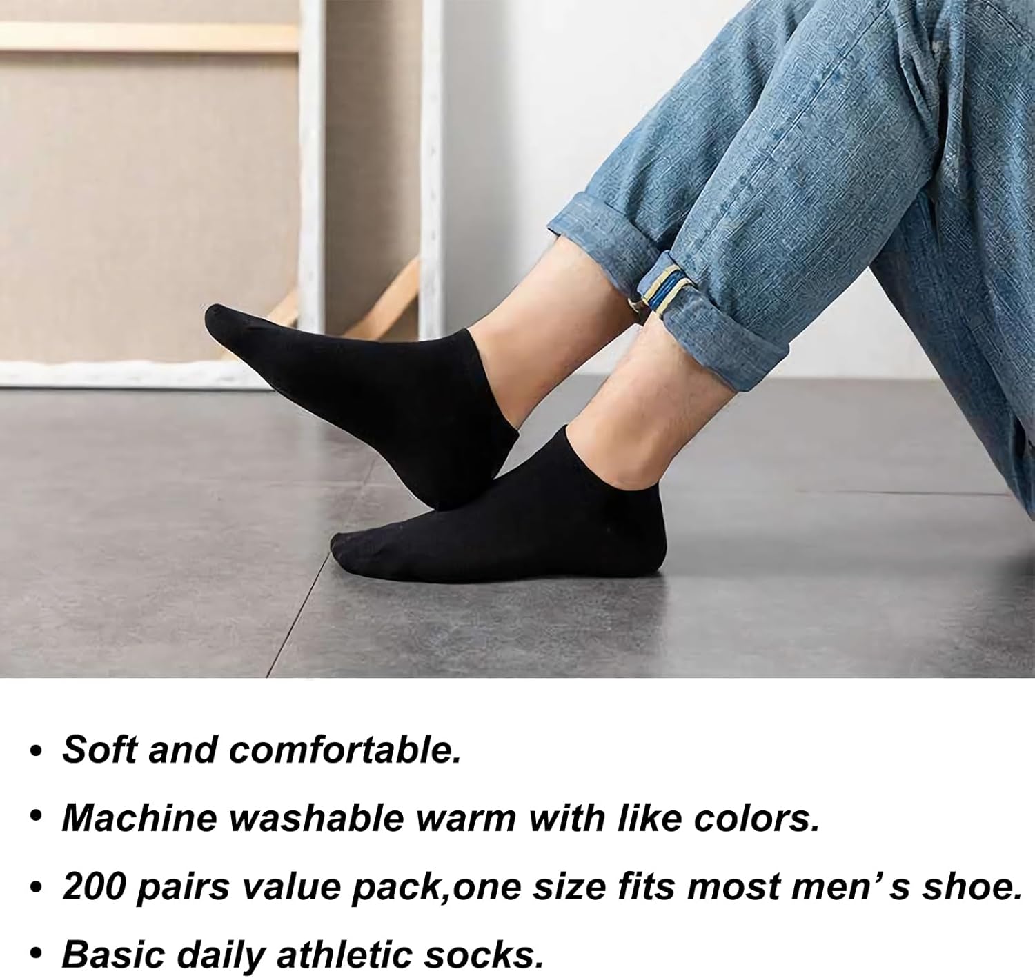 RICHBULL 200 Pairs Thin Low Cut Ankle Socks for Men Women