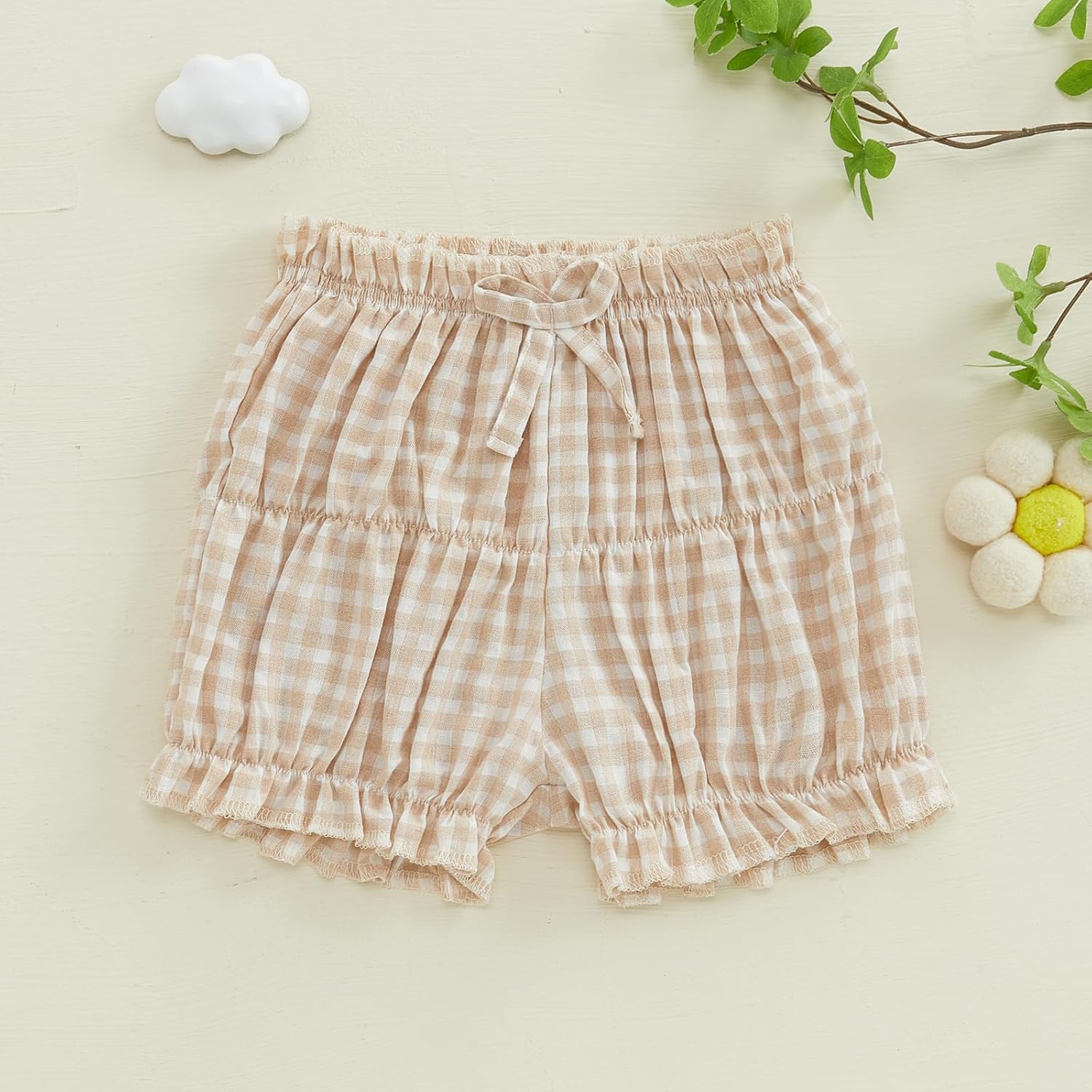 Aiwpstoin Toddler Girls Ruffled Plaid Shorts