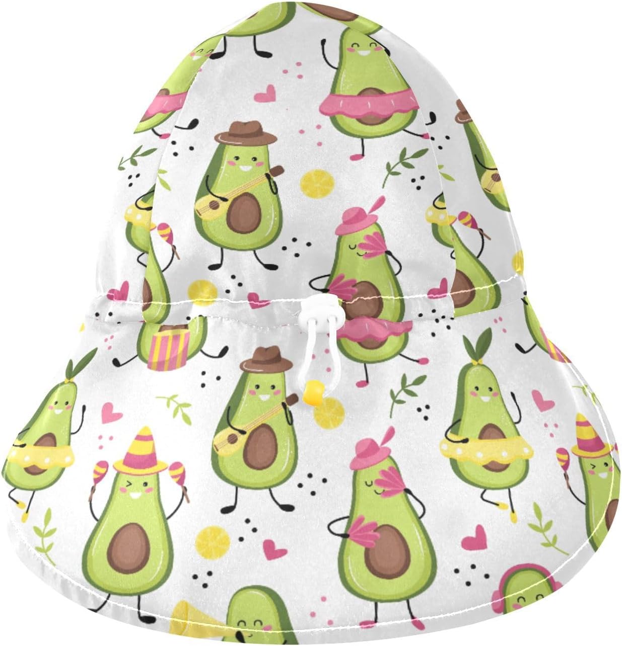 Cute Toddler Beach Bucket Hat with Funny Music Avocado Print