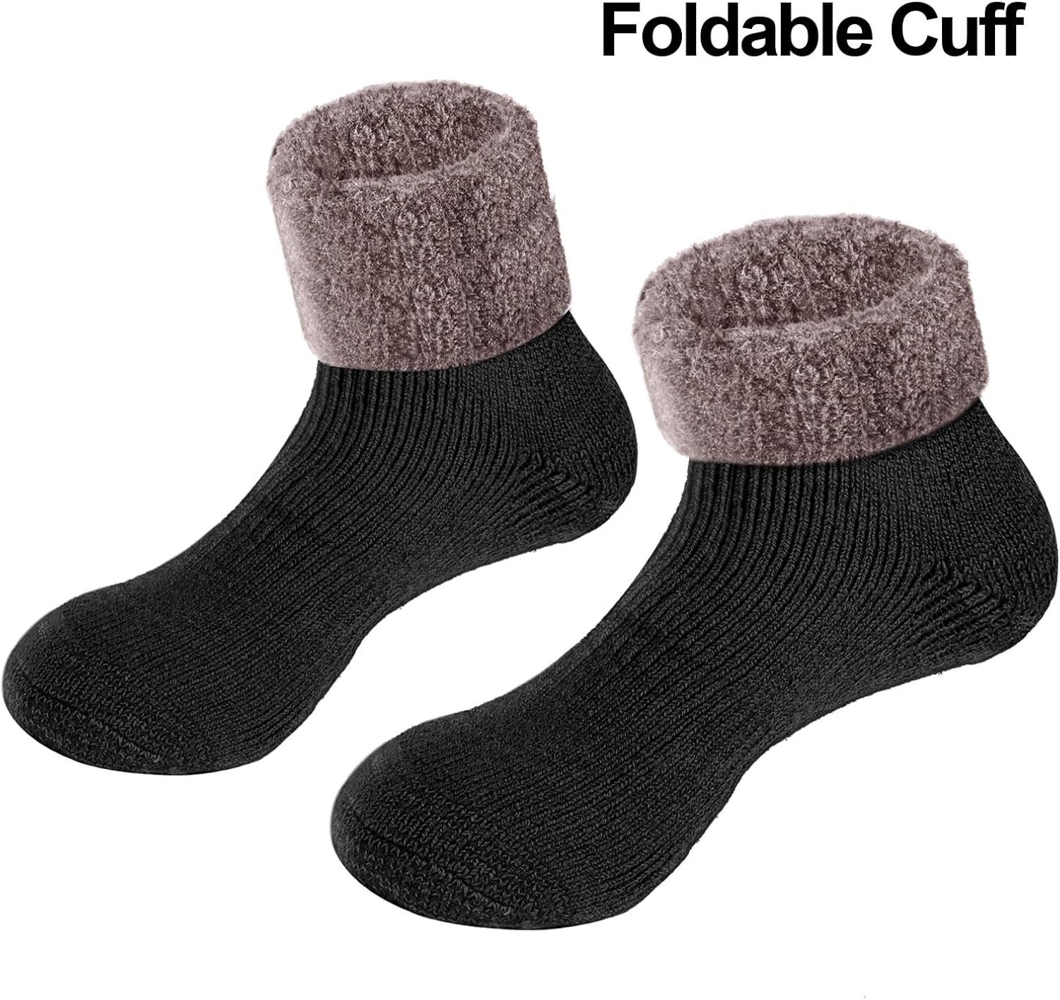YUEDGE 2-Pair Fuzzy Non-Slip Mens Thermal Socks