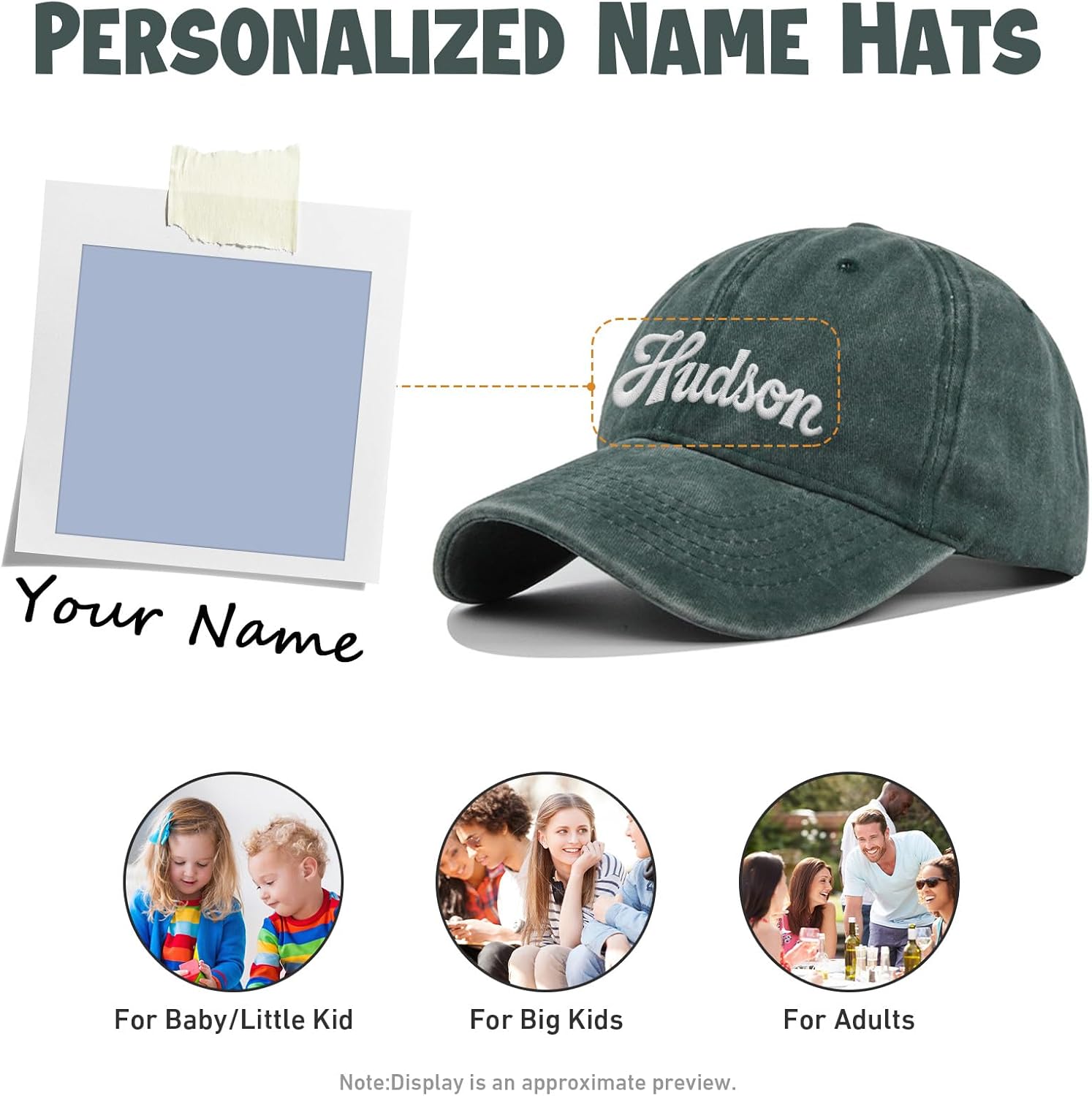 Personalized toddler baseball cap with 100 cotton fabric and adjustable closure