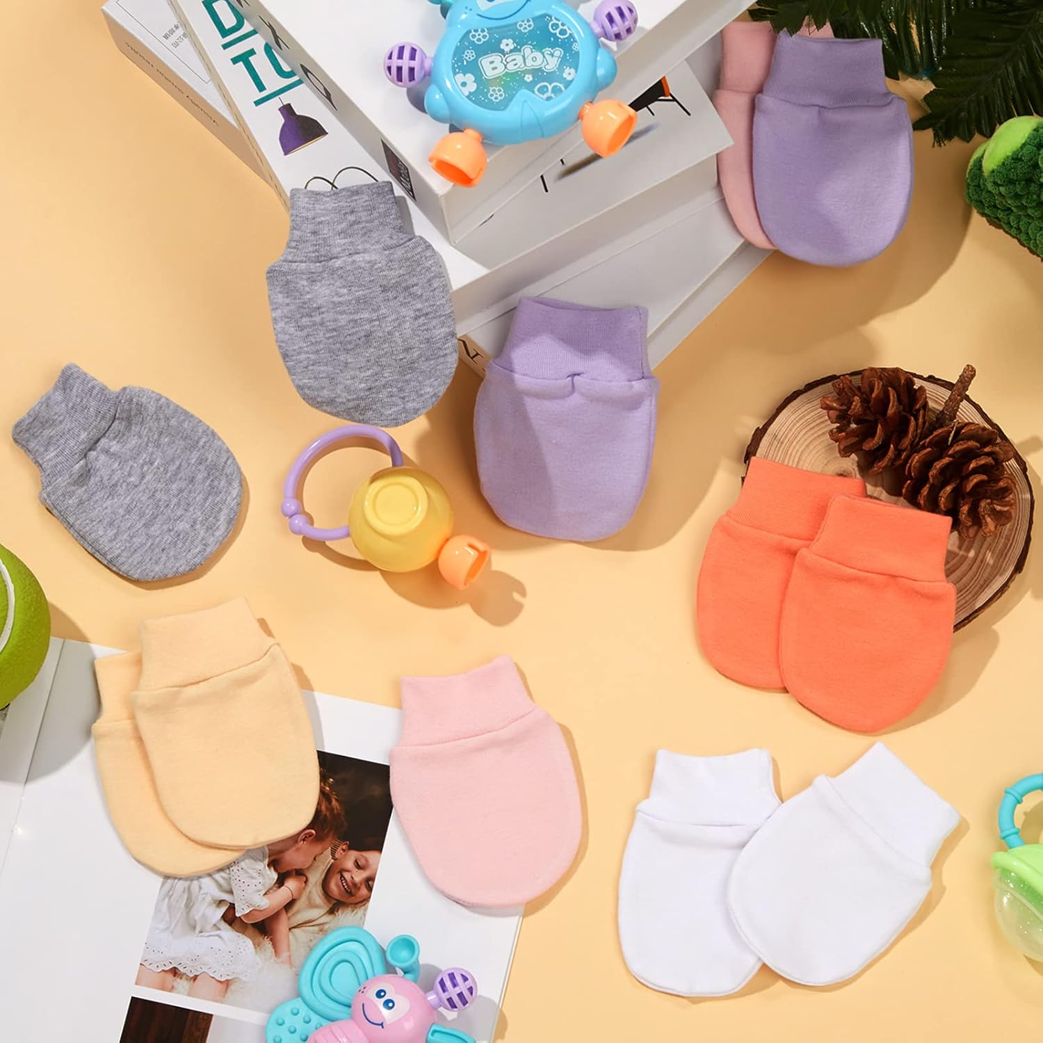 Geyoga 12 Pairs Newborn Baby Mittens for 0-6 Months