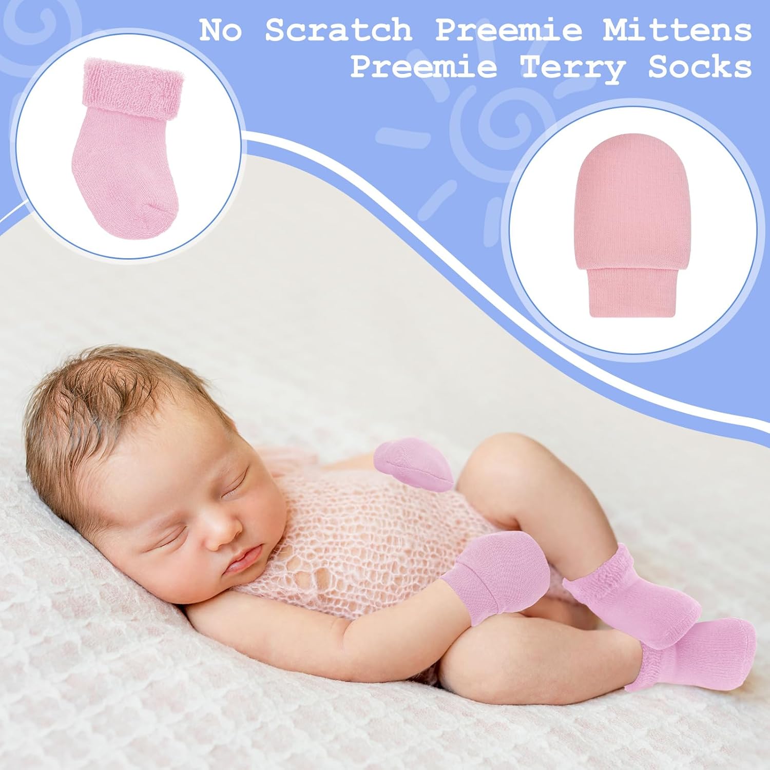 BreathFFY Preemie Mitten Sock Set for Newborns
