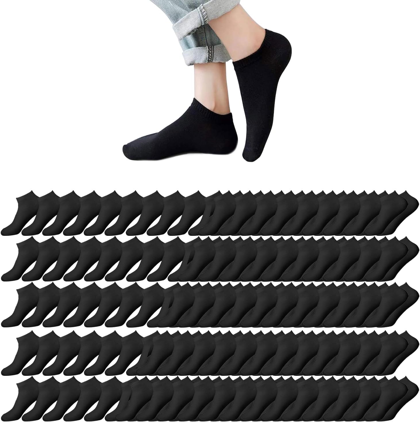 RICHBULL 200 Pairs Thin Low Cut Ankle Socks for Men Women