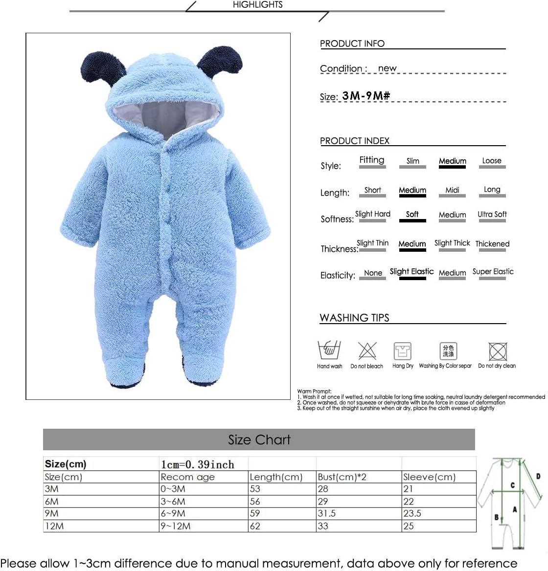 Bear Warmer Romper for Baby Girls Boys