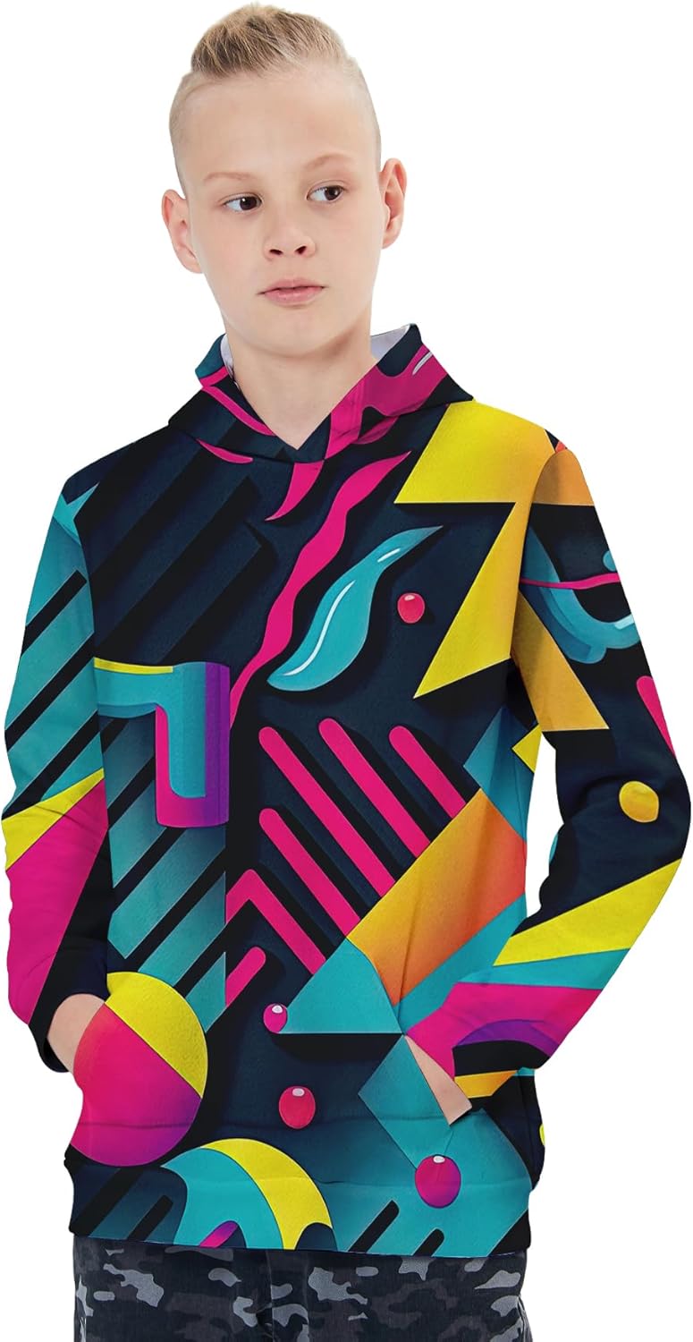 Goodstoworld 3D Graphic Pouchy Hoodie Boys Girls 5-16 Years - Warm Cozy