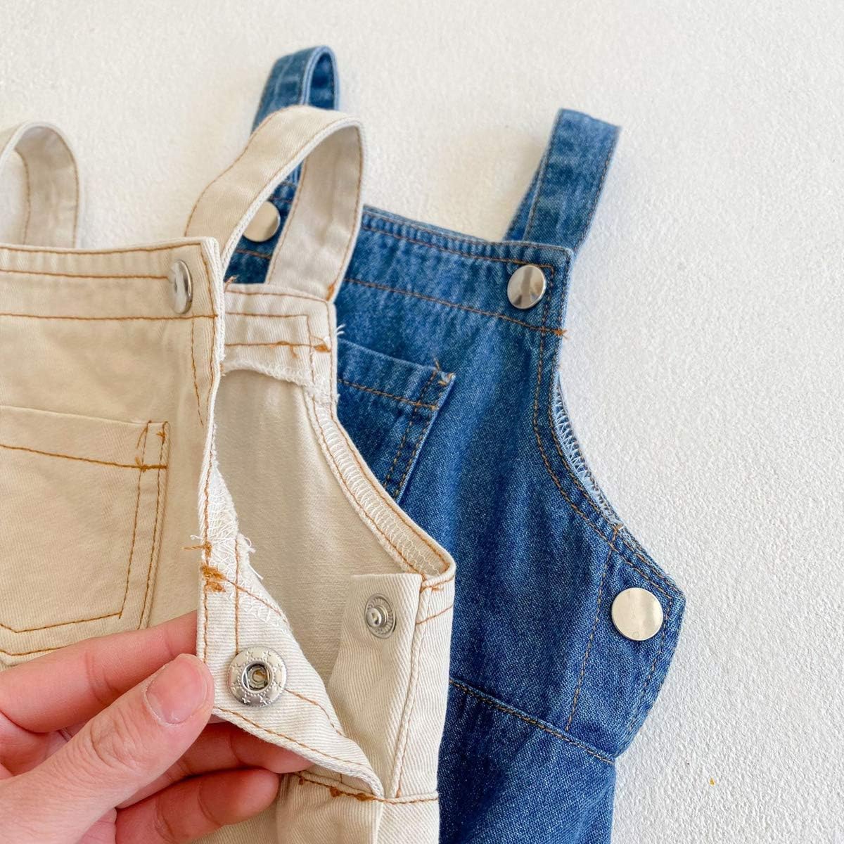 HOOLCHEAN Baby Boys and Girls Denim Bodysuit with Straps