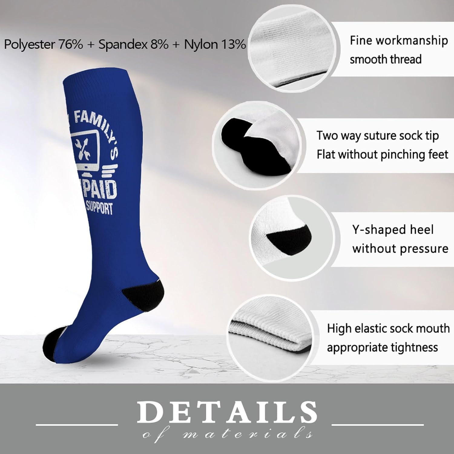 Funny Tech Support Socks for Women and Girls