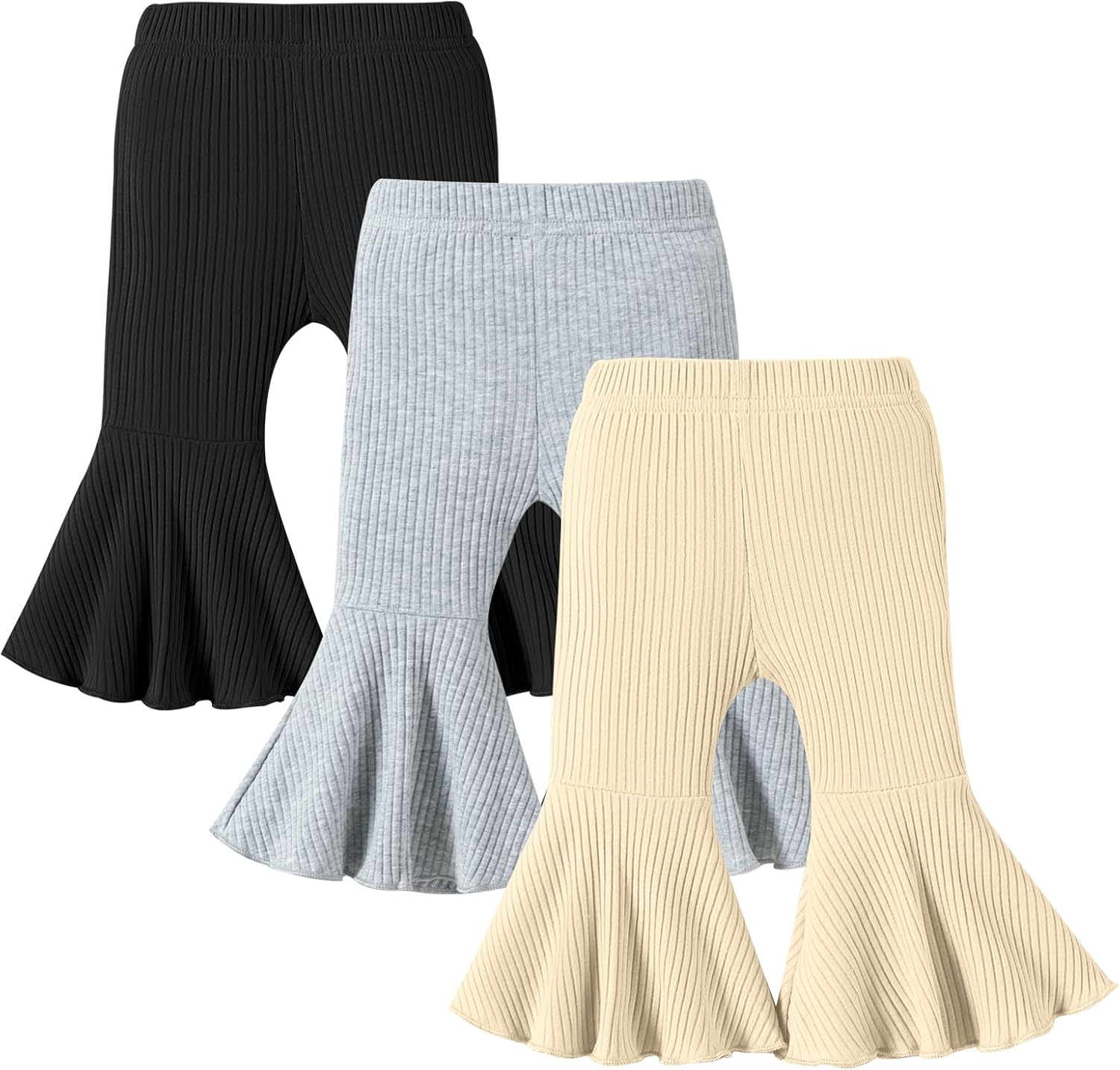 DREAM BUS 3 Pack Baby Girl Flare Pants with Bell Bottoms