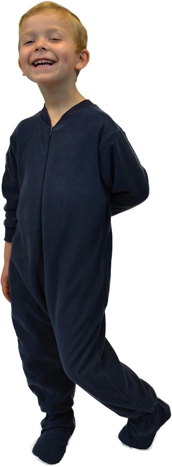Premium Navy Fleece Onesie Sleepers for Kids
