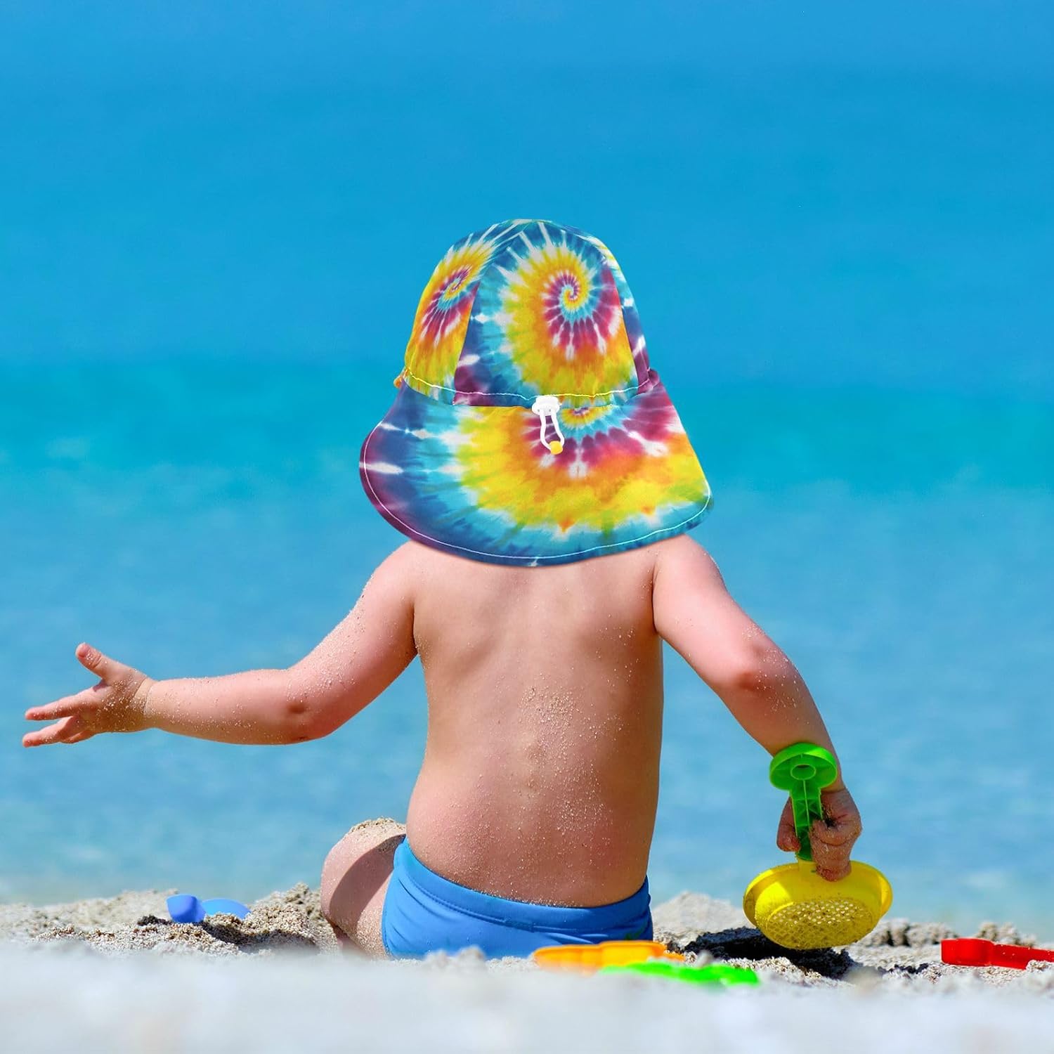 Emelivor Multicoloured Spiral Tie Dye Sun Hat for Kids
