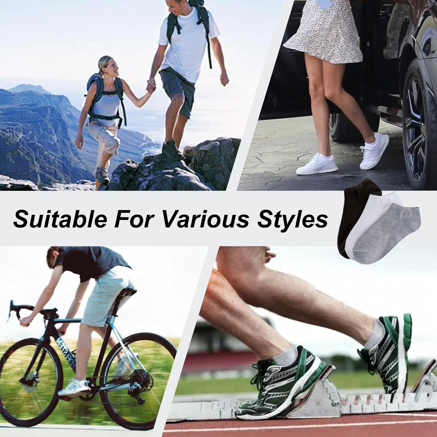 RICHBULL 200 Pairs Thin Low Cut Ankle Socks for Men Women