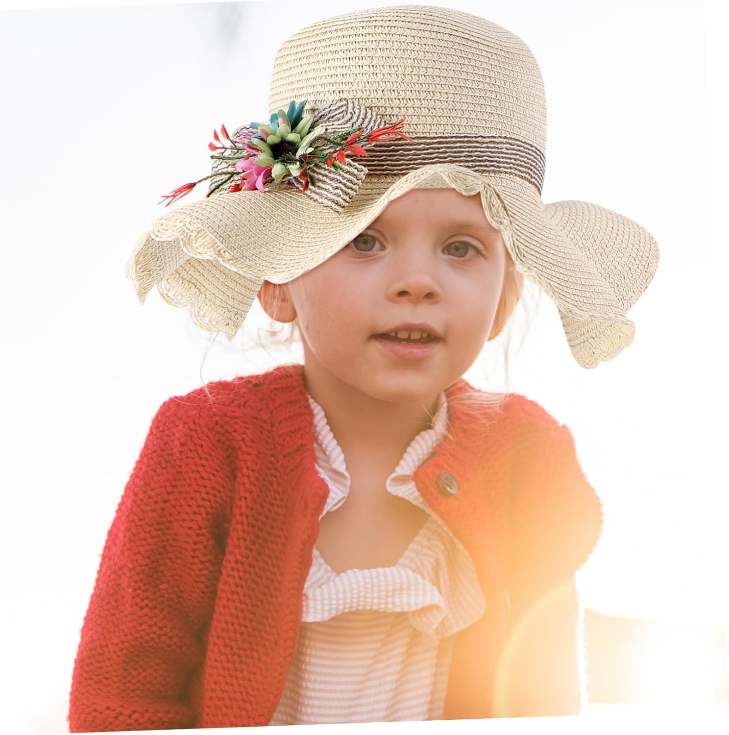 LIFKOME Boys and Girls Straw Hat Soft Breathable UV-Protective