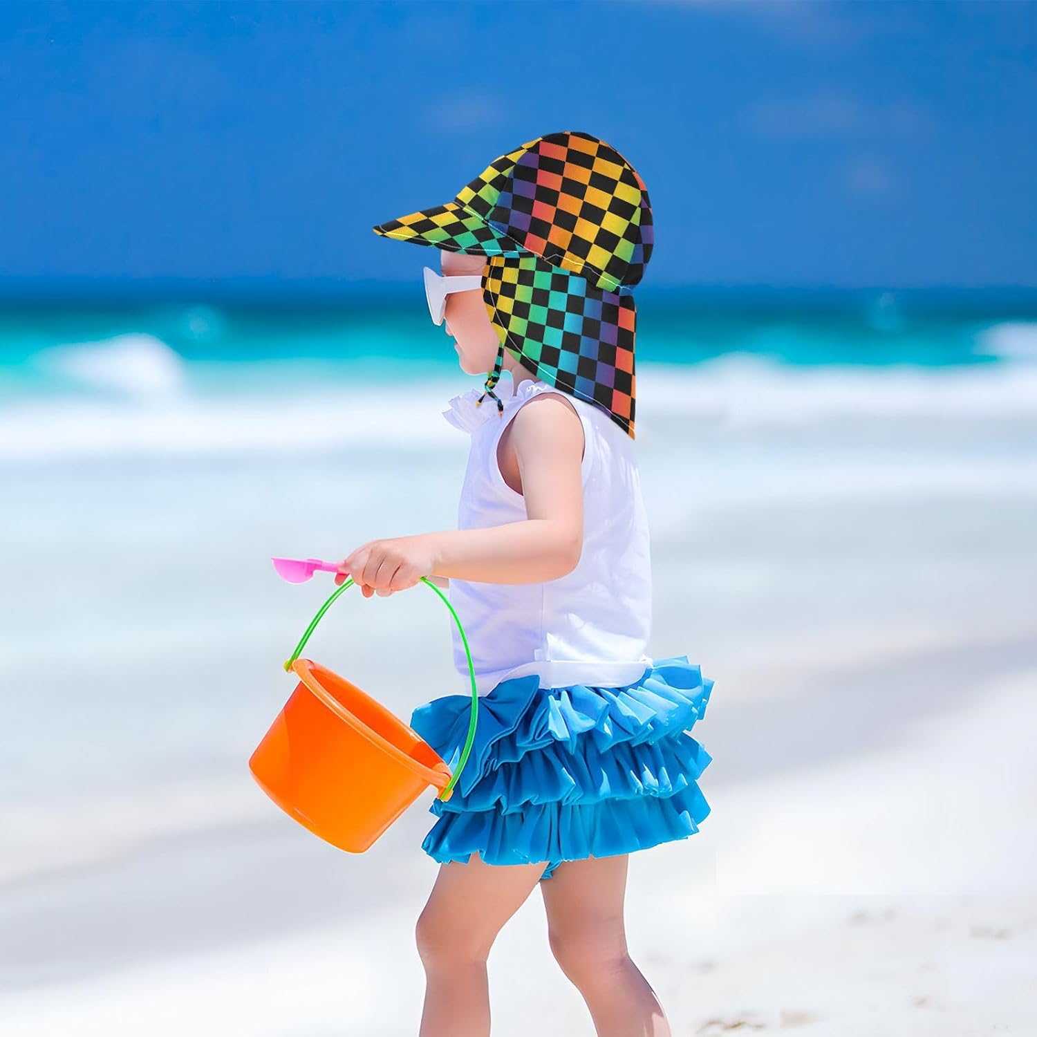 Baby Sun Hat for Girls Boys with Cool Iridescent Design
