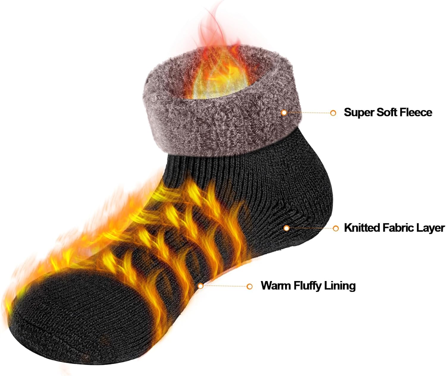 YUEDGE 2-Pair Fuzzy Non-Slip Mens Thermal Socks
