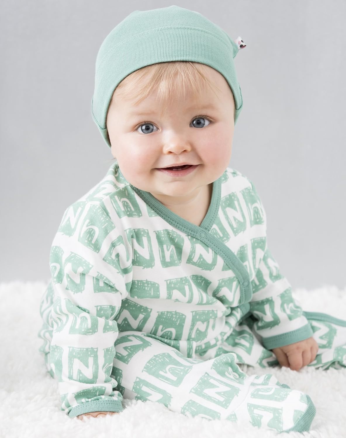 Babysoy Organic Alphabet Footie Onepiece for Newborns 03-06 Months