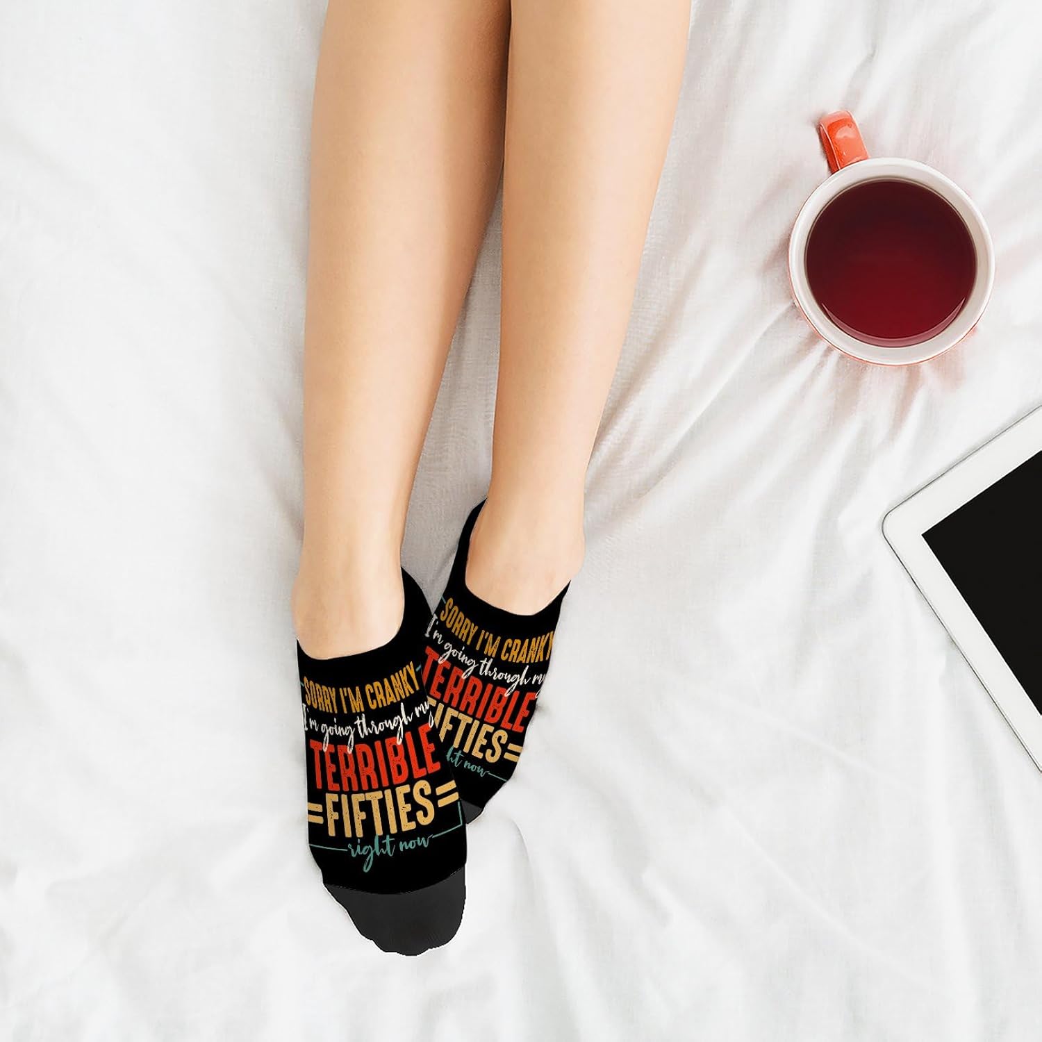 Funny 50s-Themed No-Show Socks for Men