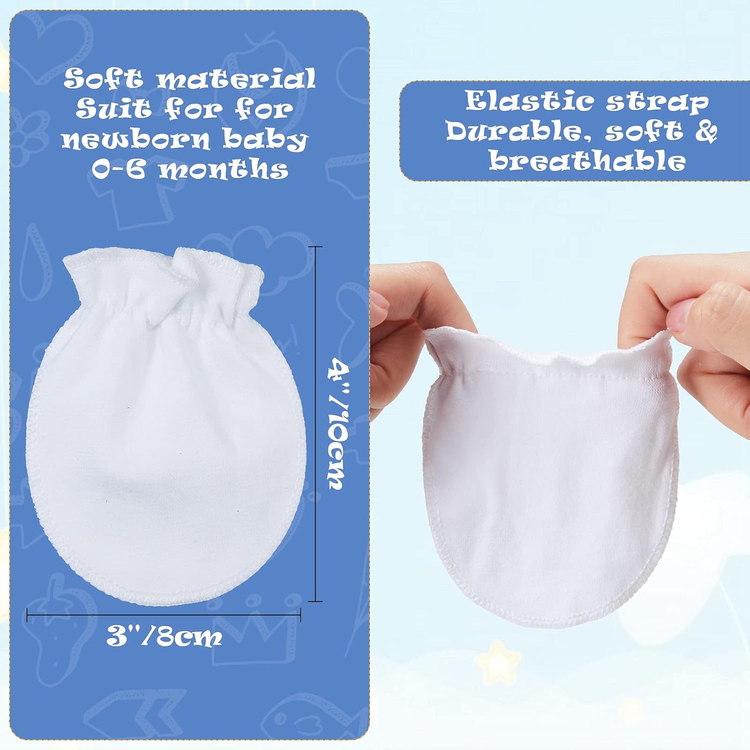 Syhood 16 Pairs Newborn Baby Mittens No Scratch Gloves 0-6 Months