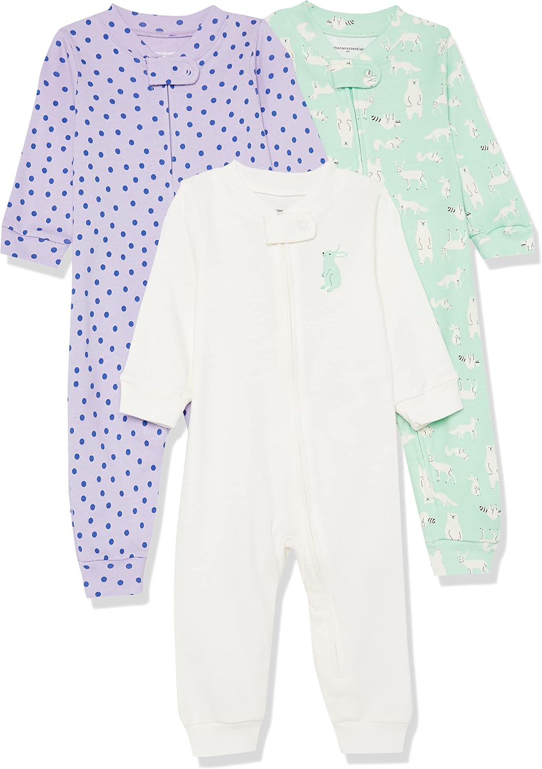 Amazon Essentials Toddler Blanket Sleepers Snug-Fit Cotton Pajamas - Buy 2 Save 20