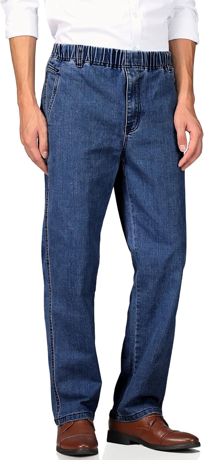 Soojun Mens Elastic Waist Jeans - Comfort Style