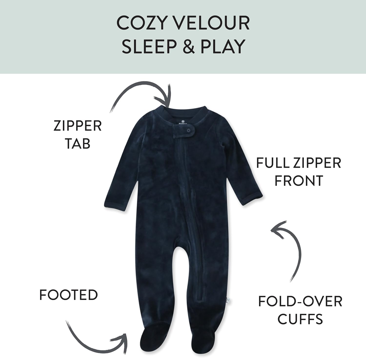 HonestBaby Unisex Baby Velour Sleep Play Footed One-Piece Pajama Sleepers