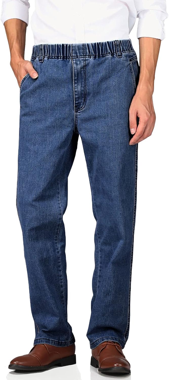 Soojun Mens Elastic Waist Jeans - Comfort Style