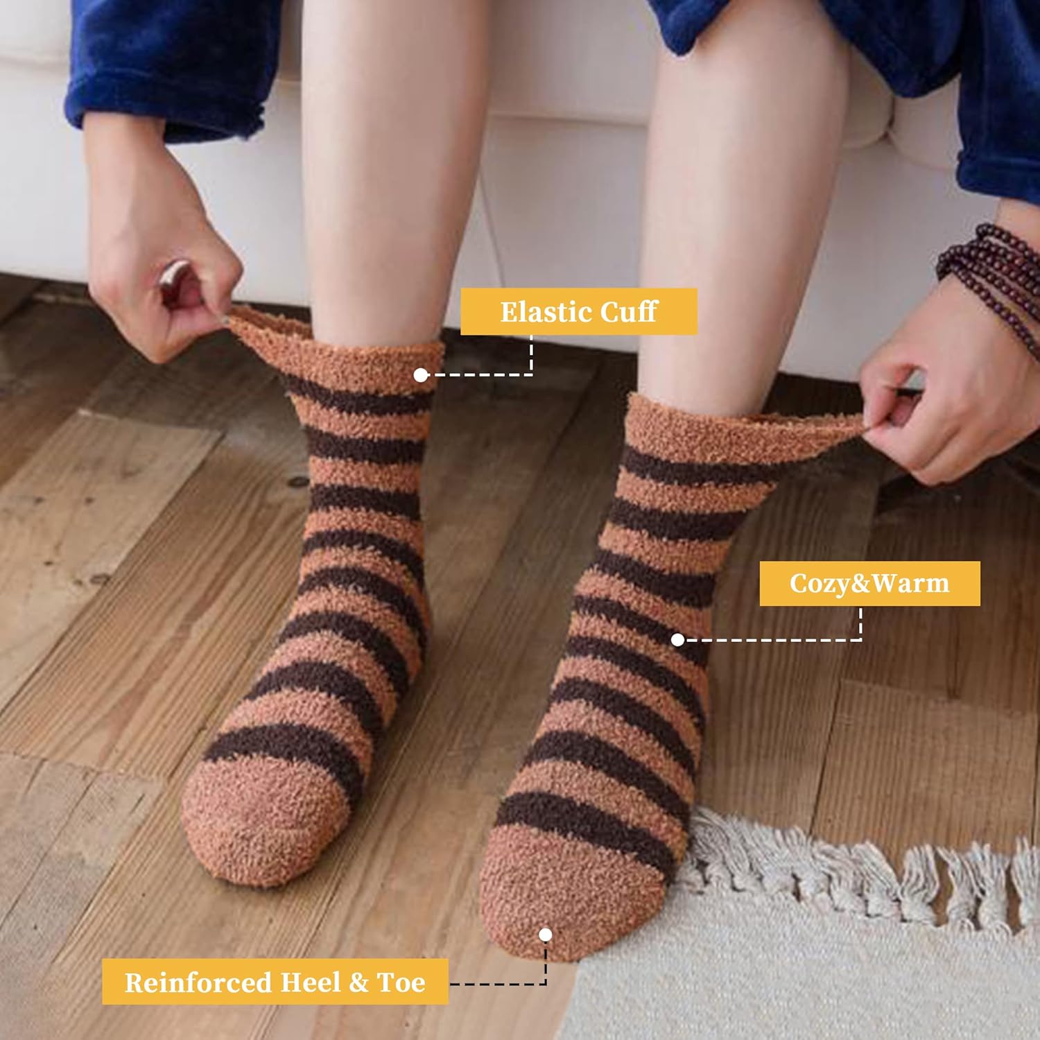 FNOVCOFuzzy Socks for Men Soft Cozy Winter Slipper Socks