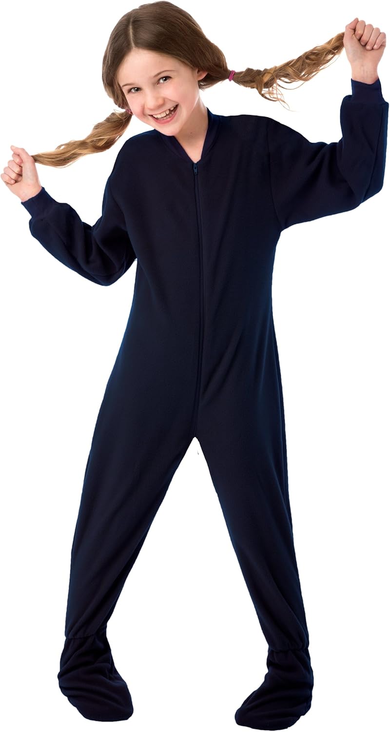 Premium Navy Fleece Onesie Sleepers for Kids