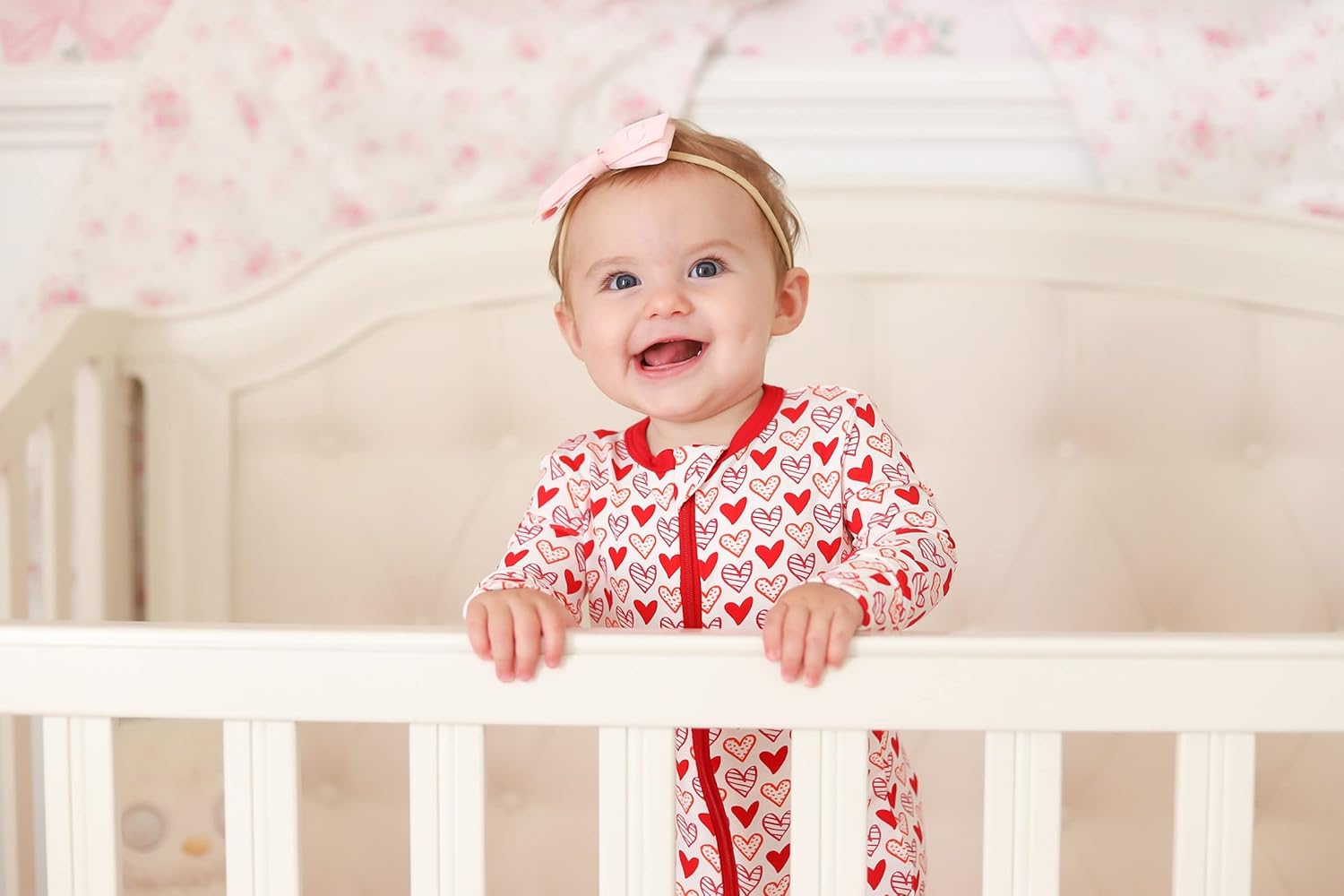 Perfect Valentines Day Footies for Baby - Soft Stretchy and Cozy