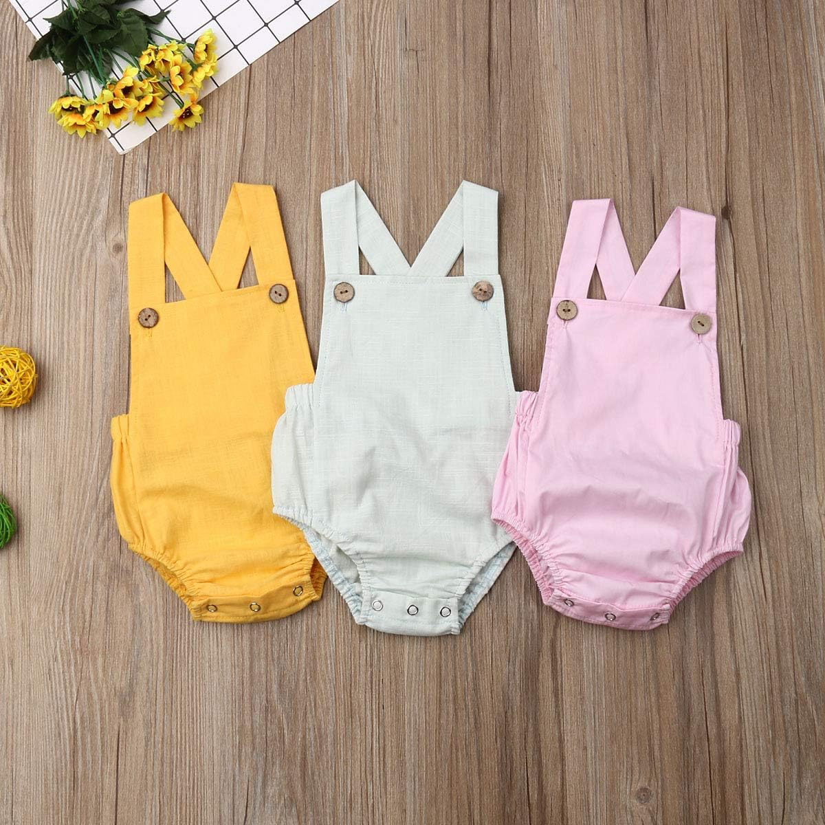 Unisex Solid Color Romper for Babies