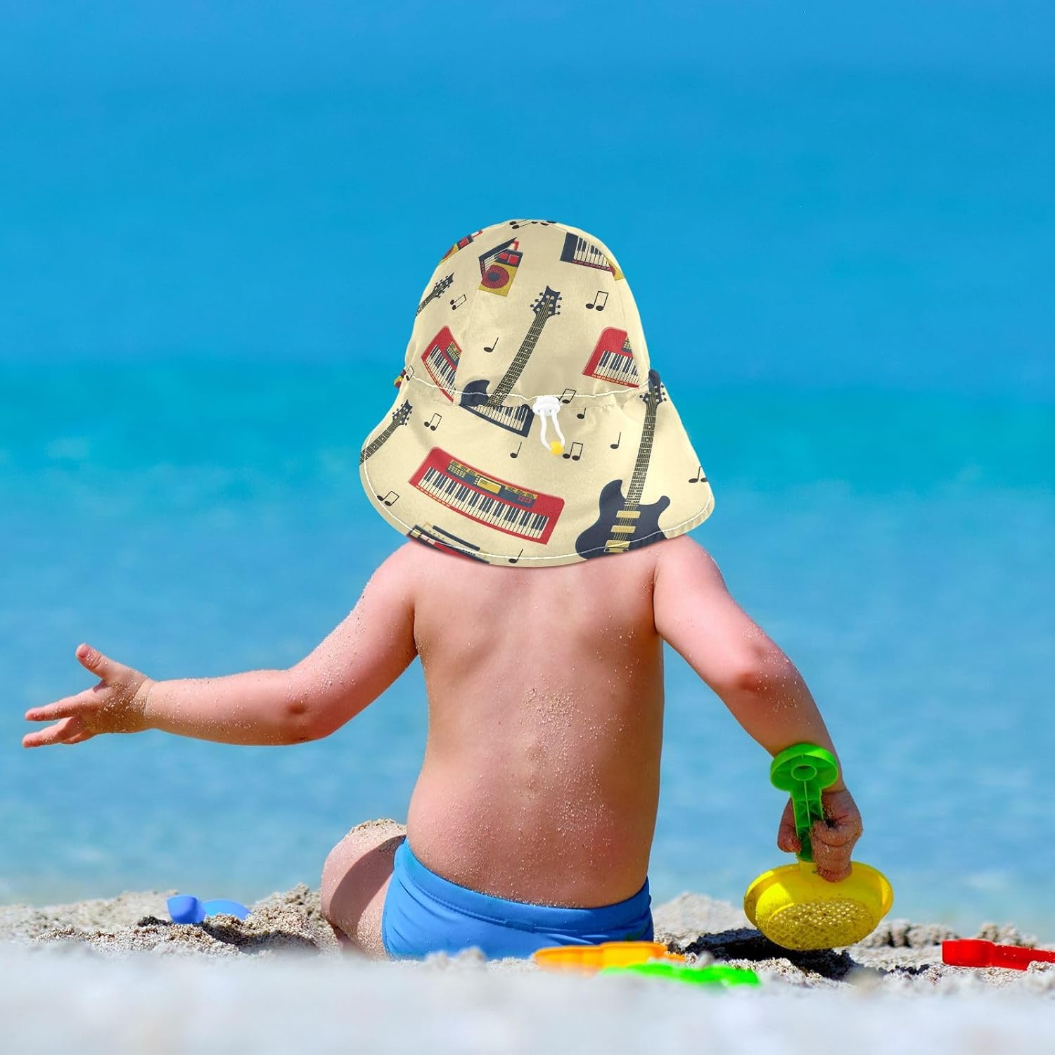 Retro Guitar Sunhat for Toddlers Protection and Style