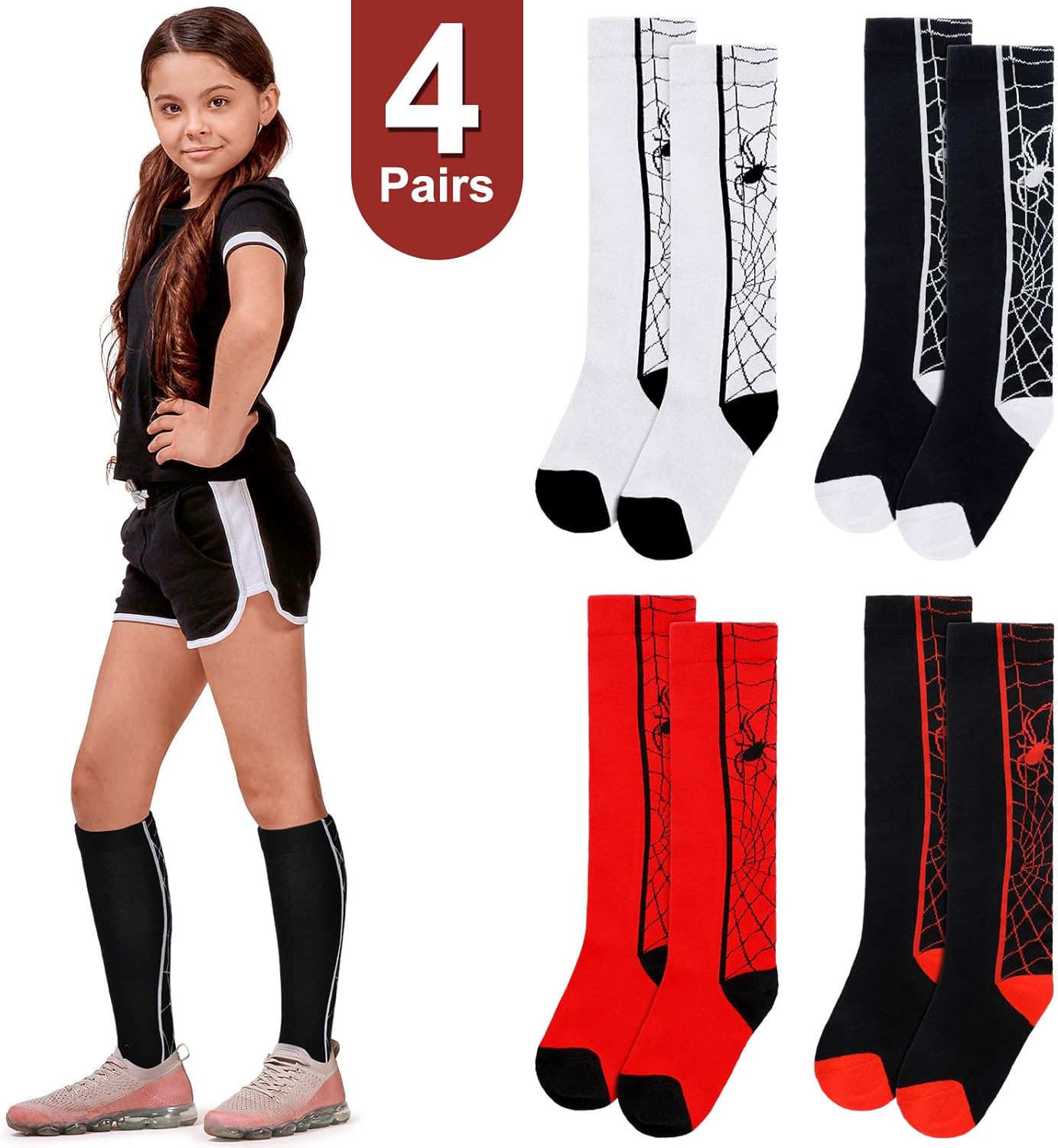 Cutecrop Halloween Spider Socks for Kids 4 Pairs 1