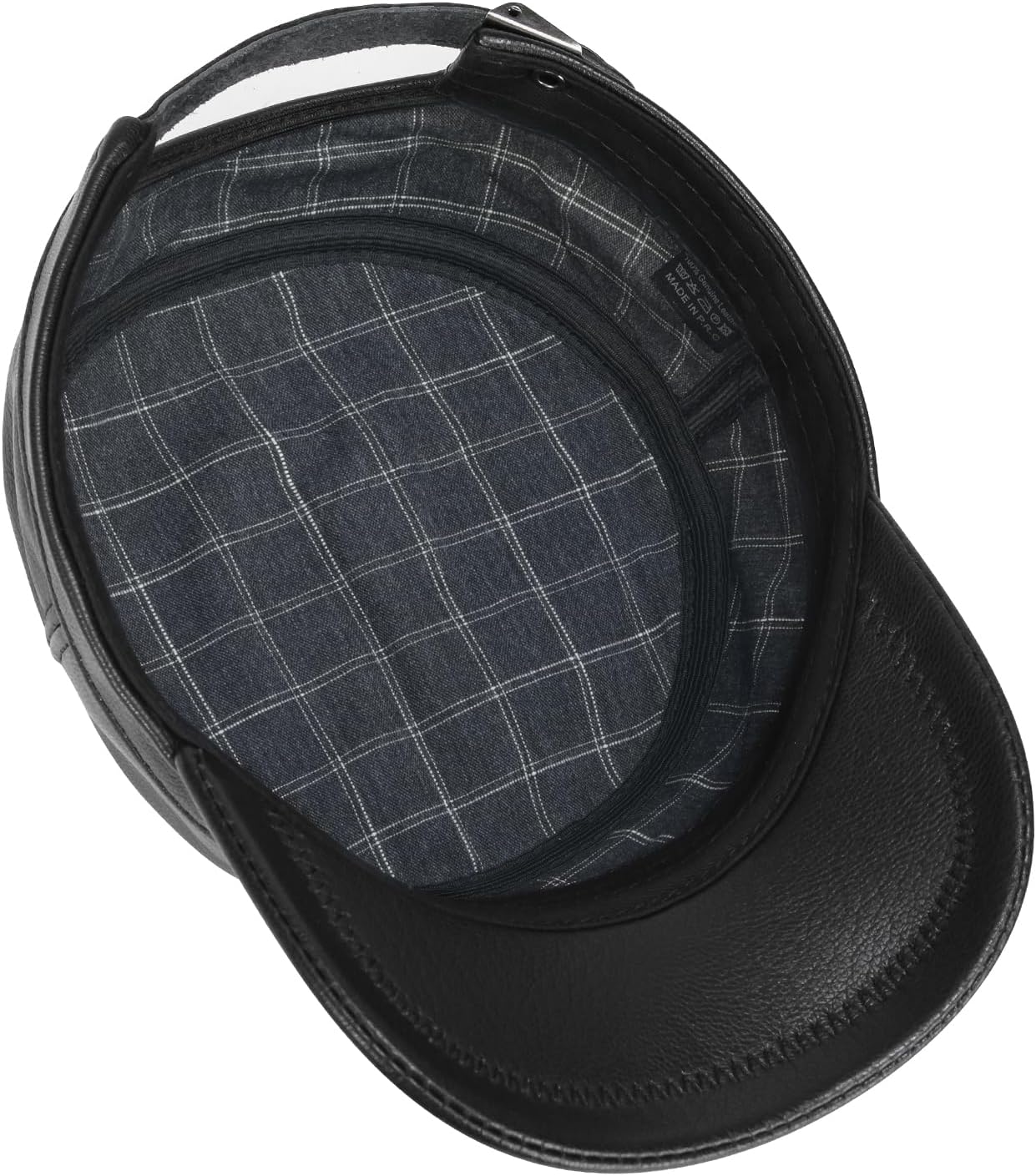 VOBOOM Leather Adjustable Flat Top Cap for Men - Military Style